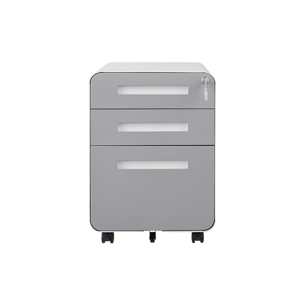 Simple Style Mobile File Cabinet 3 Drawer Storage for Legal/Letter/A4, Black Steel Anti-Tilting Design