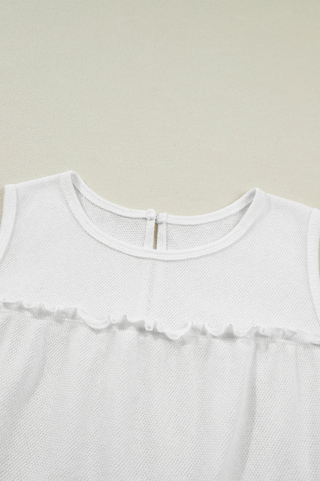 Solid Frilled Ruffle Tiered Tank Top