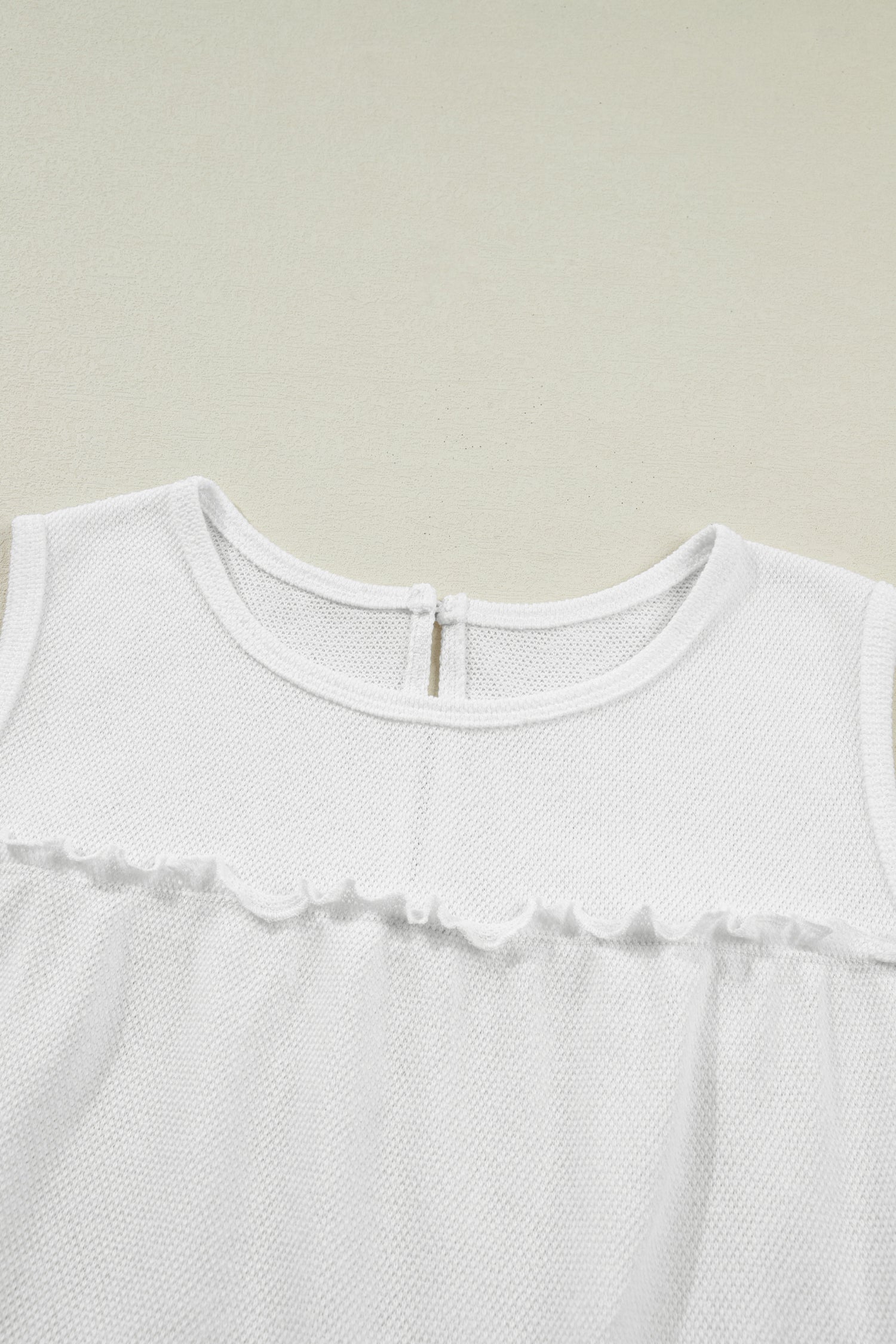Solid Frilled Ruffle Tiered Tank Top