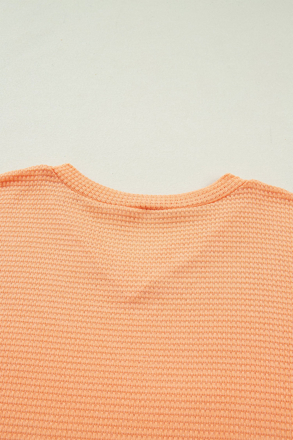 Solid Waffle Knit V-Neck Short Sleeve Top