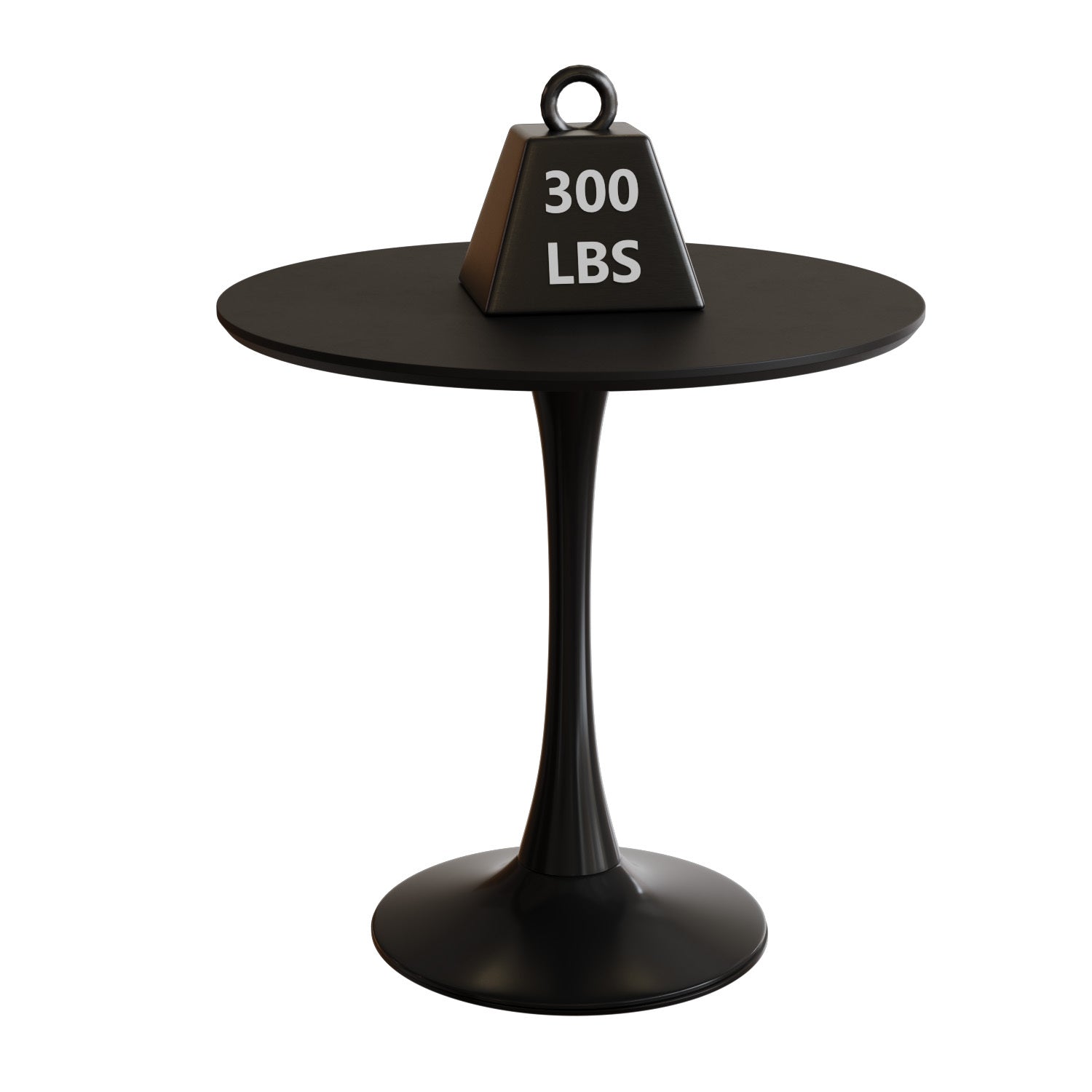 Mid-Century Black Round Dining Table with MDF Top & Pedestal Base for 2-4 People