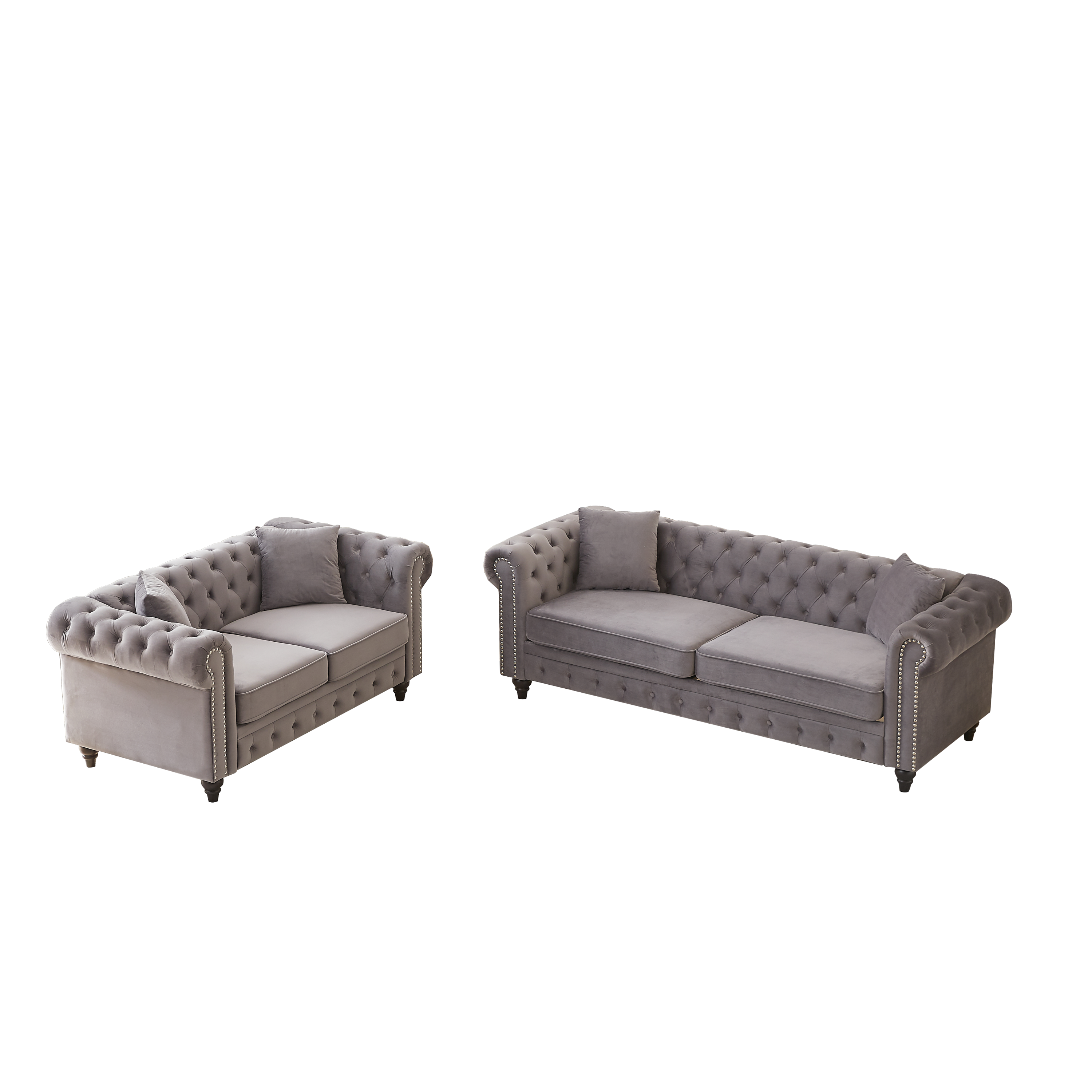FX 3 Seats + 2 Seats Combo Sofa Modern living room sofa with solid wood frame and wooden feet, 4 cushions, apartment sofa furniture for living room, living room, office