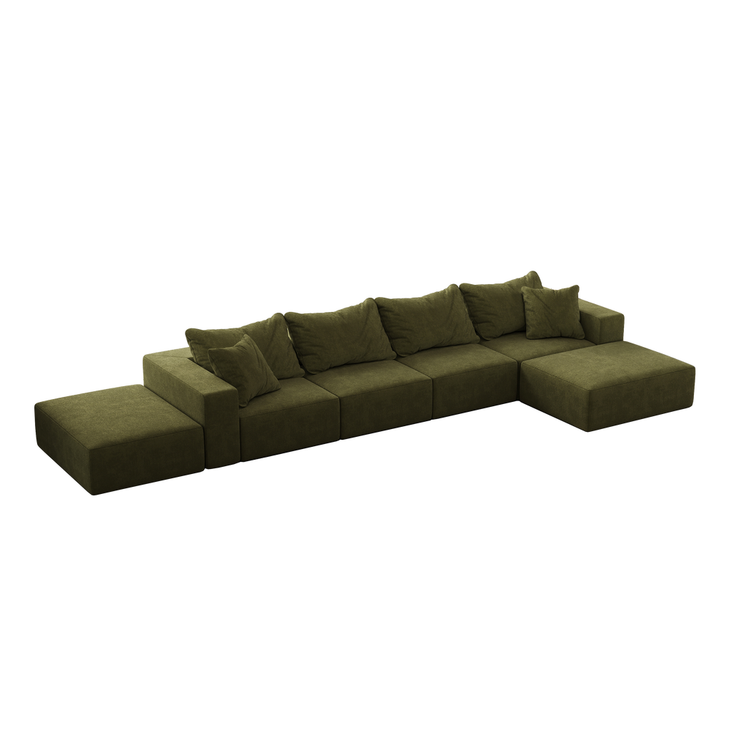 Oversized sponge cloud sofa,Modern Upholstered Sectional Sofa Couch Set,Modular 162' L Shaped Sectional Living Room Sofa Set With 6 Pillows,Free Combination Sofa Couch for Living Room,BedroomWF055