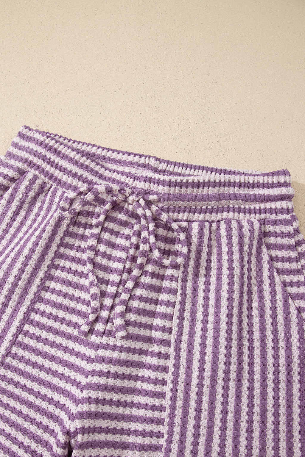 Stripe Textured Knit Top & Short Set