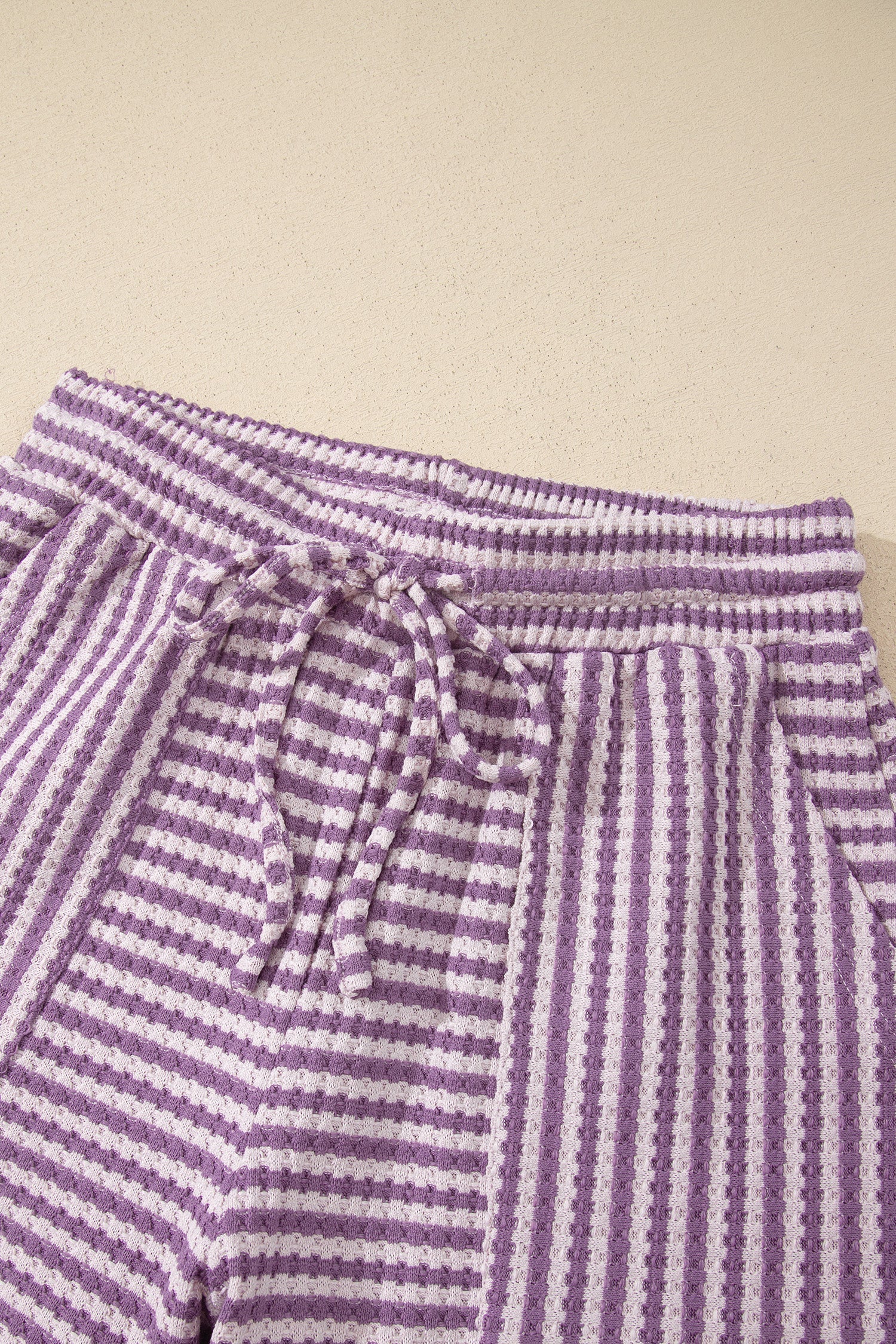 Stripe Textured Knit Top & Short Set