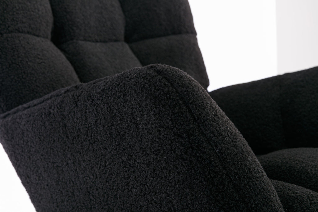 050-Teddy Fabric Rocking Gilder Nursery Chair For Living Room Indoor,Black