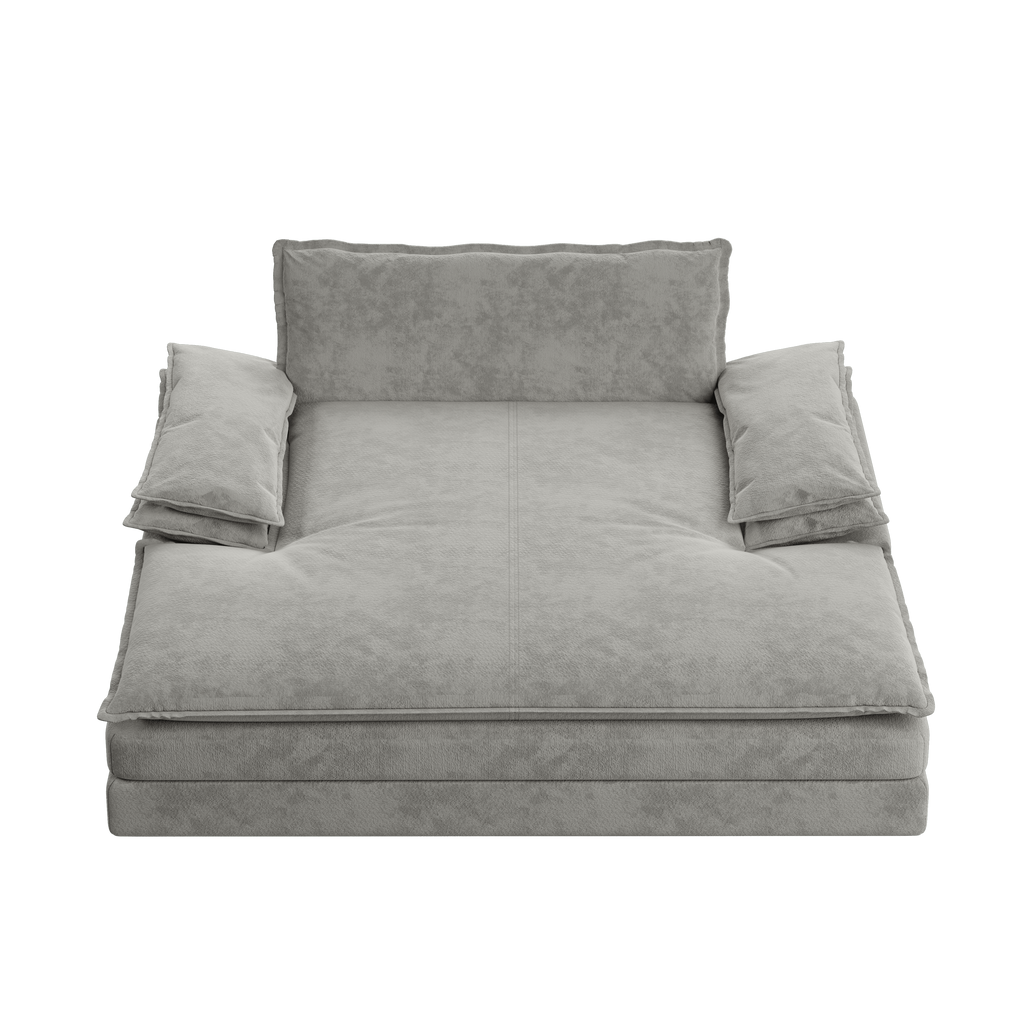 Modern Oversized Double Chaise Lounge Chair,Deep Seat Upholstered Reading Chair with Detachable Design,Chenille Lazy Sofa w/ Large Pillows & Wide Armrests,Suitable for Living Rooms, Apartments,Grey