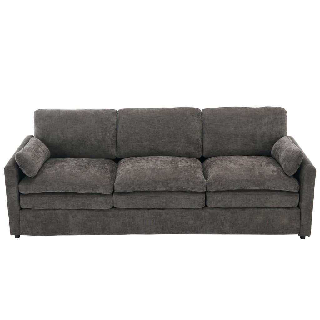 Cozy Upholstered Oversized 3-Seater Cloud Sofa with Double Cushion in Grey Chenille