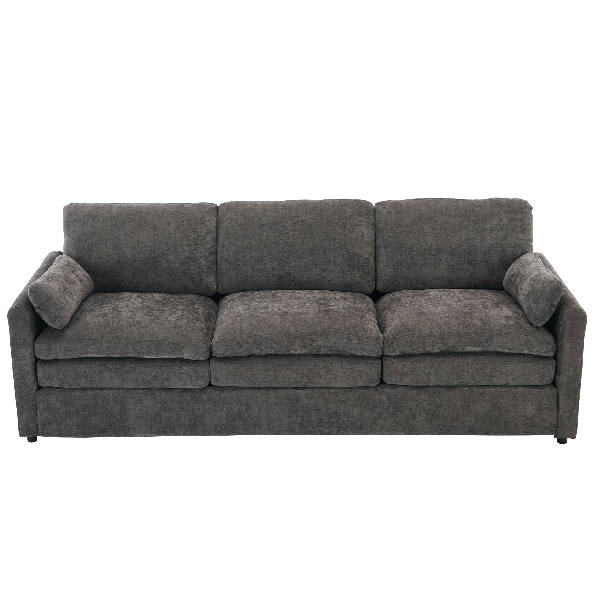 Cozy Upholstered Oversized 3-Seater Cloud Sofa with Double Cushion in Grey Chenille