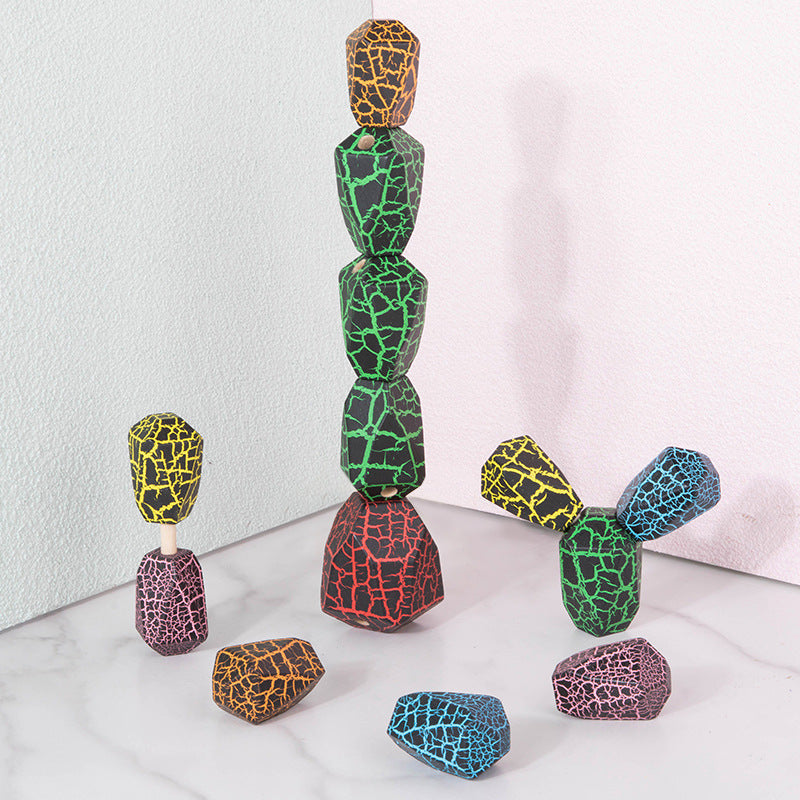 Wooden Rainbow Cactus Stacker – Montessori Building Blocks Educational Toy for Kids