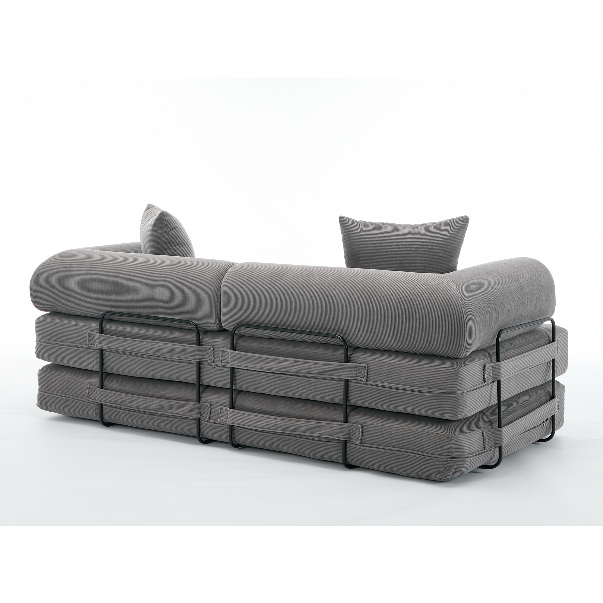[NEW ARRIVED] [VIDEO PROVIDED] 78.5' Folding Convertible Out Sleeper Sofa Bed,4-in-1 DIY Combination Convertible Sofa,3 seat, Folding  Sofa, King Size , Bedroom,Apartment,Corduroy,Gray