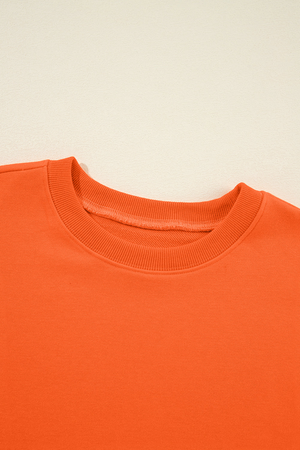 Solid Drop Shoulder Crewneck Pullover Sweatshirt