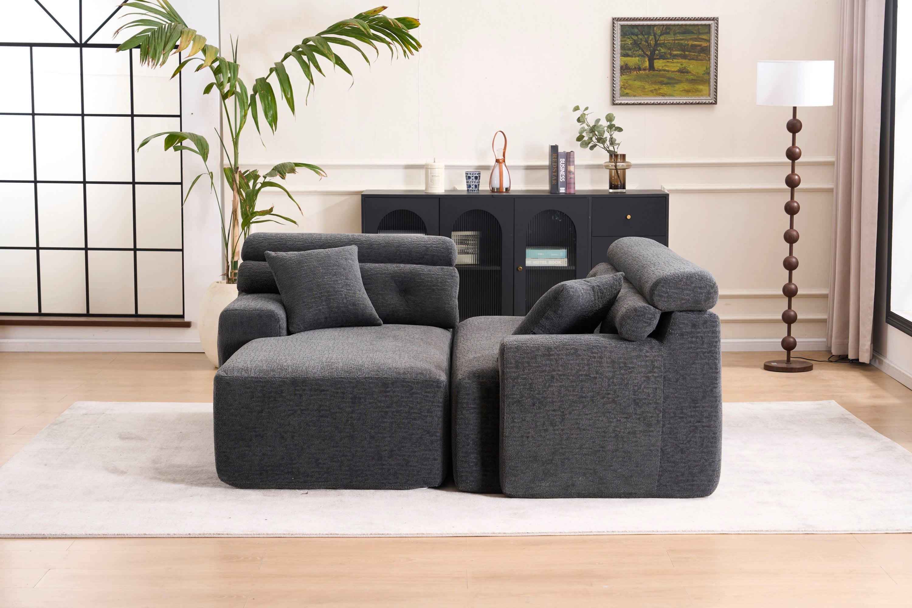 105'' Cloud Sectional Couch with L-Shape Chaise,Modern Modular Sofa with Deep Seat, Boneless Sofa for Living Room Bedroom,No Assembly Required,Grey.