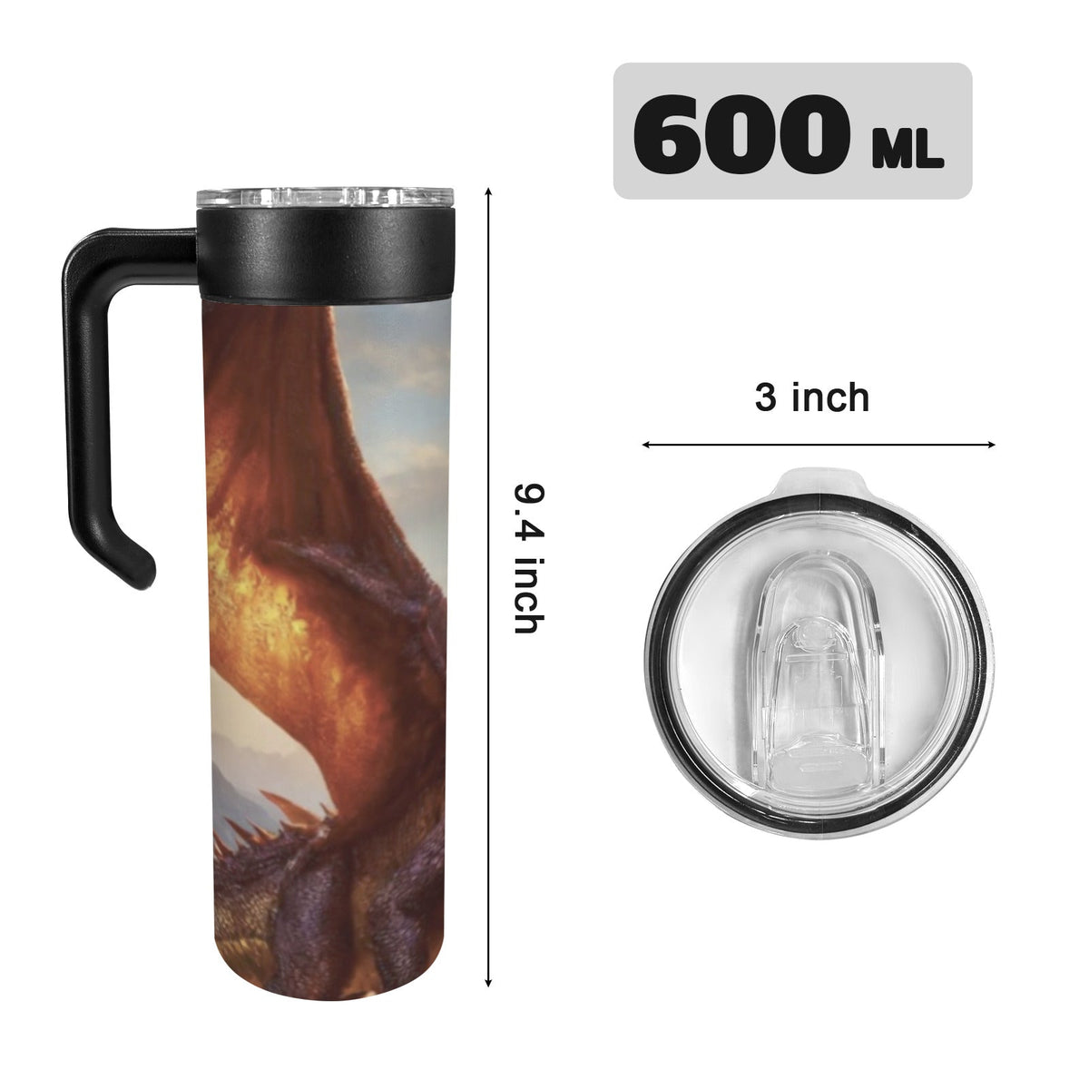 Game of Dragons 20oz Insulated Water Bottle with Screw On Handle