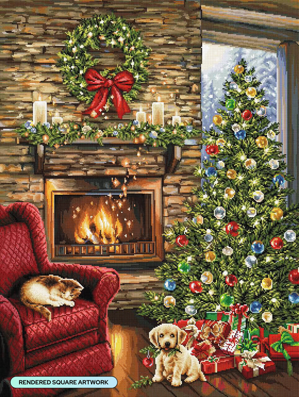 Diamond Art Club – Fireside Christmas Diamond Painting (Square Drill, 27.6" x 36.6")