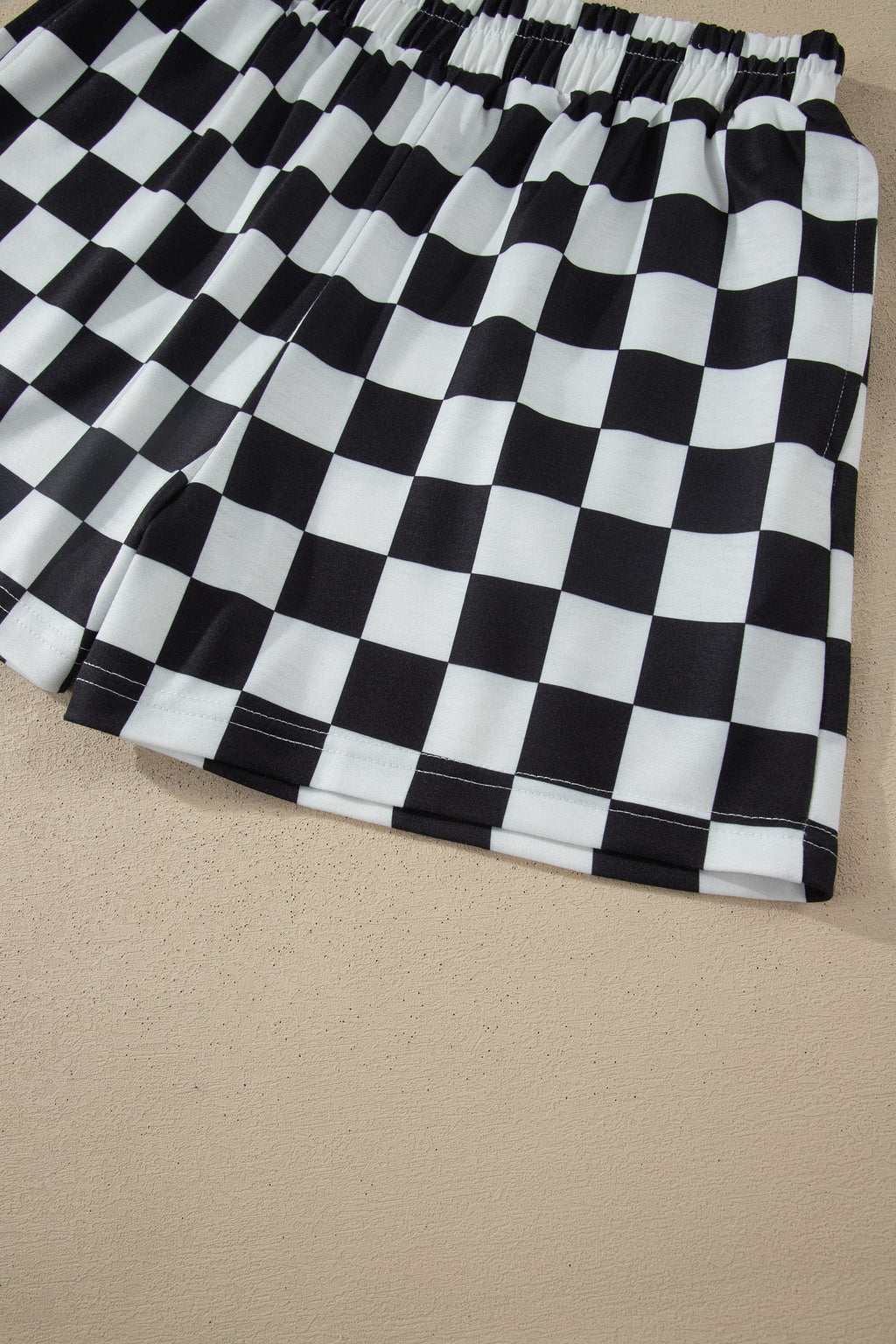 Checker Colorblock Mock Neck Top & Short Set