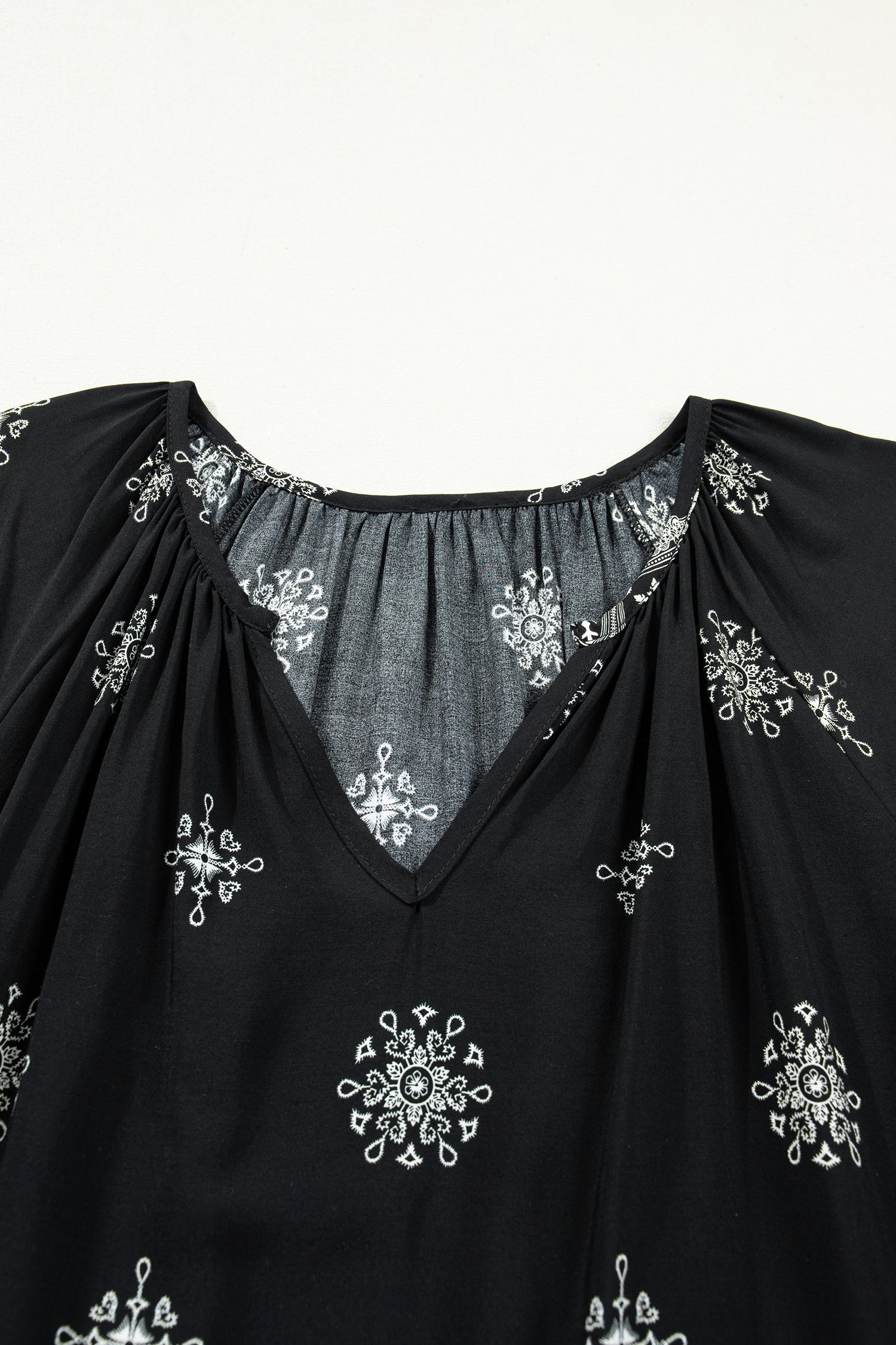 Plus Size Boho Floral Boho Notch V-Neck Top