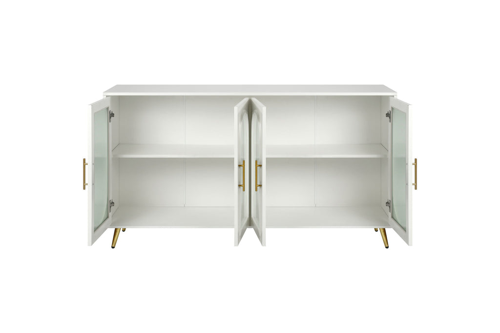TV Stand for 65+ Inch TV, Wood TV Stand with Storage Cabinet & Adjustable Shelves, Media TV Console for Living Room Bedroom(White)
