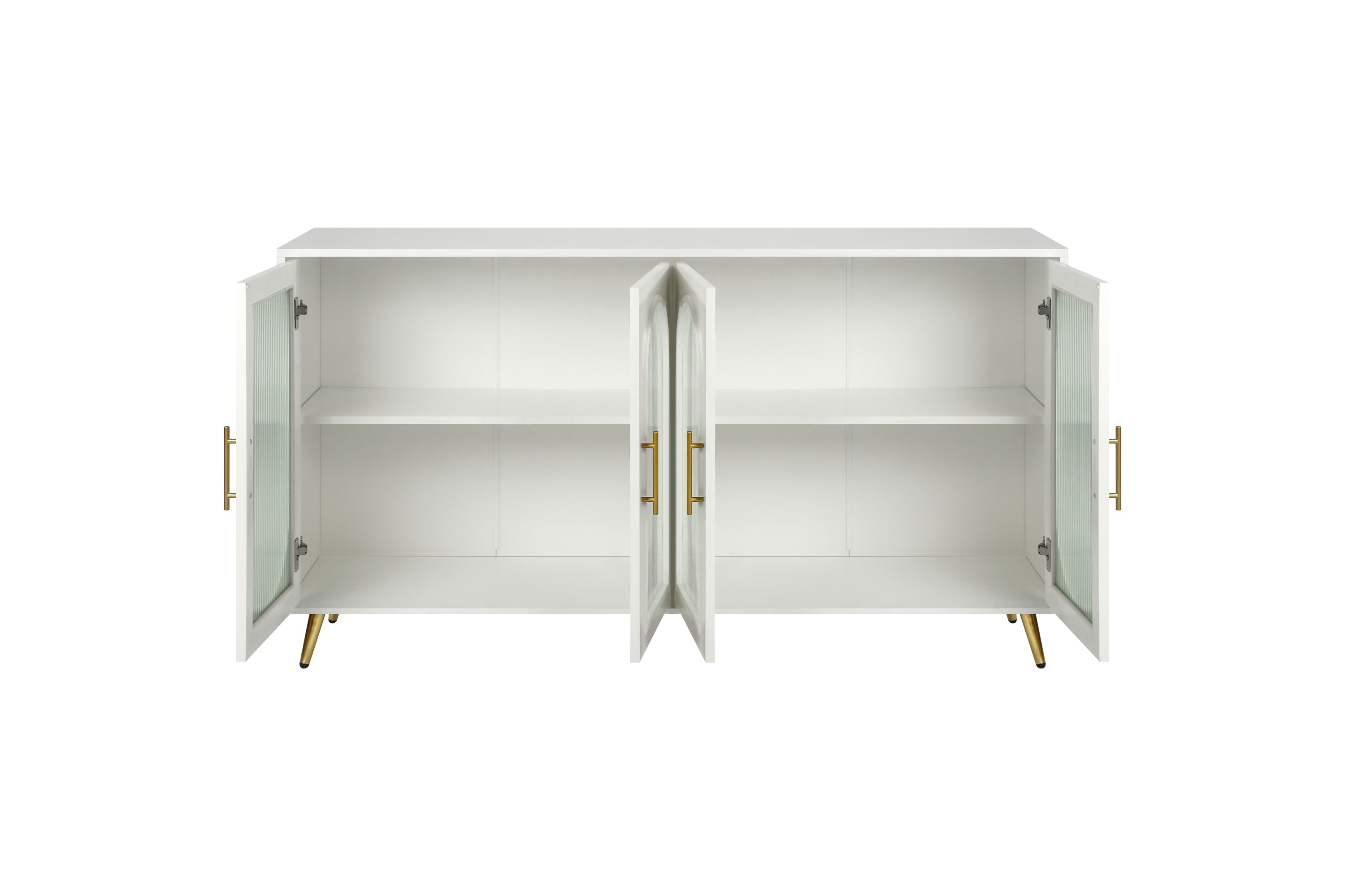 TV Stand for 65+ Inch TV, Wood TV Stand with Storage Cabinet & Adjustable Shelves, Media TV Console for Living Room Bedroom(White)