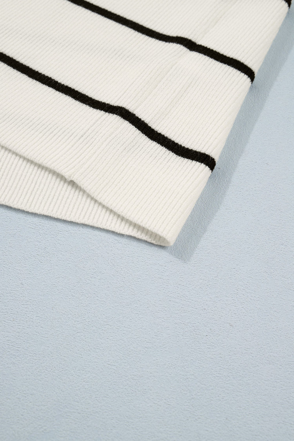 Stripe Ribbed Knit 3/4 Sleeve Sweater Tee