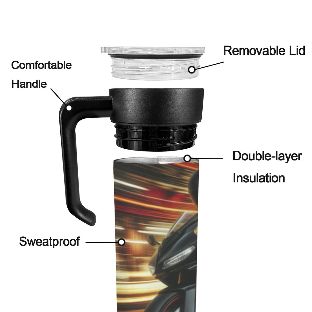 Speeding Motorcycle 20oz Insulated Water Bottle with Screw On Handle