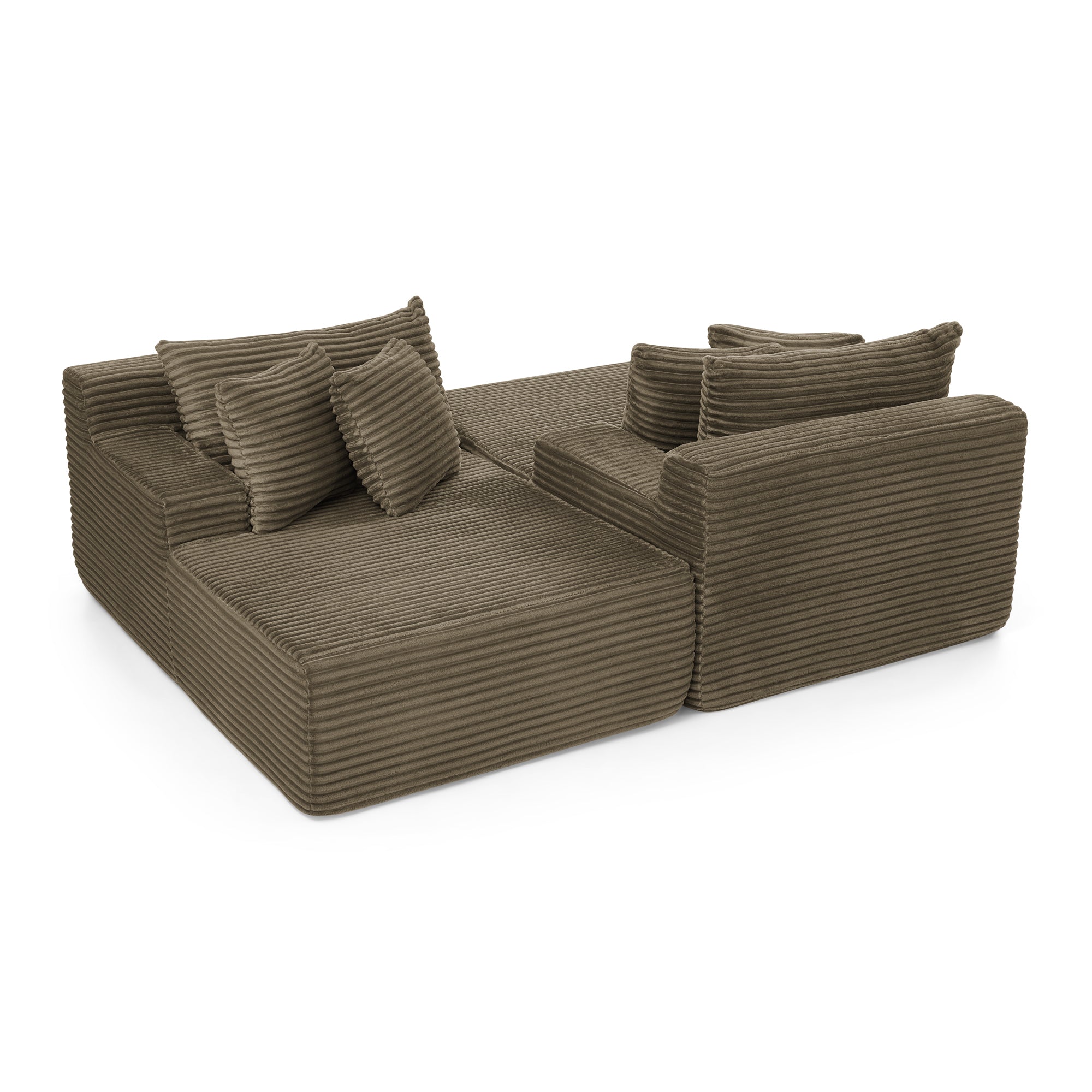 Two-seater lazy sofa lounge chair,Compressed sofa no assembly required, made of velvet fabric, fluffy modern lounge chair, used for indoor living rooms and bedrooms-Brown
