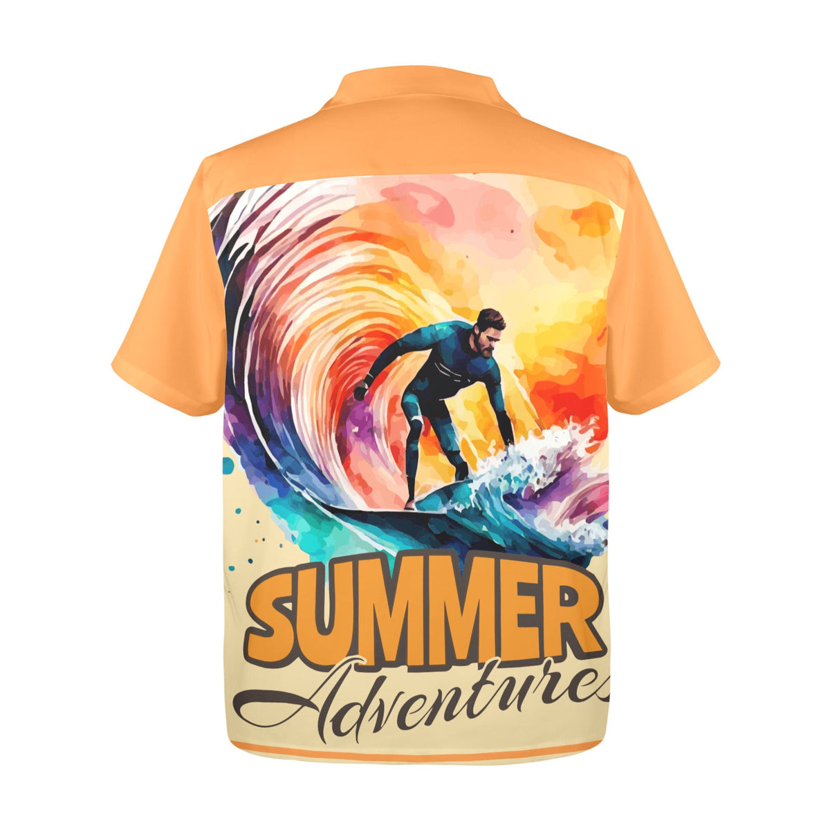 Summer Adventures Men's Orange Button Front Hawaiian Shirt