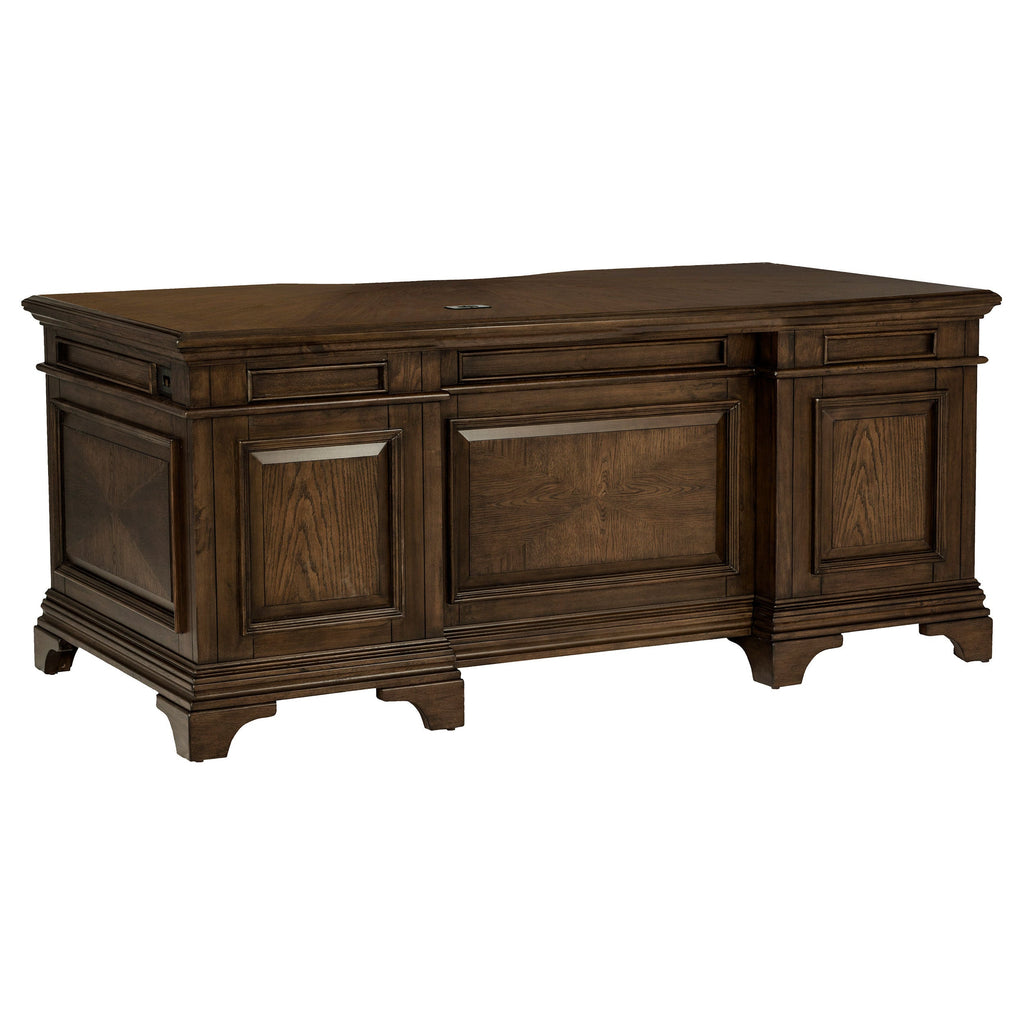 Stigham Burnished Oak 7-drawer Executive Desk
