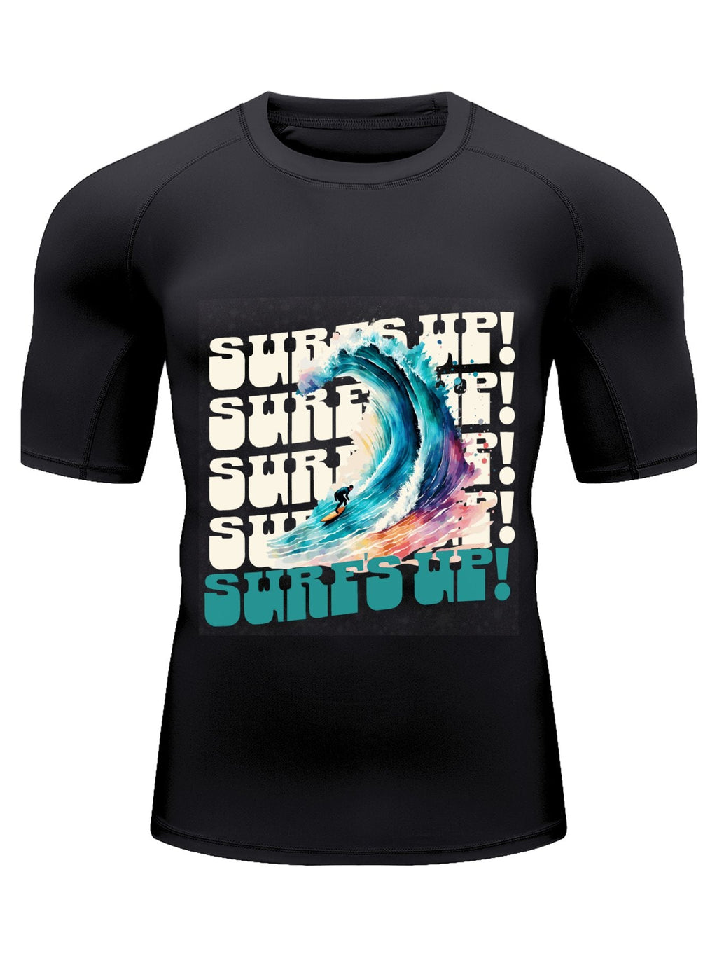 Surf's Up Men's Short-Sleeve Swim Top (Front Printing)