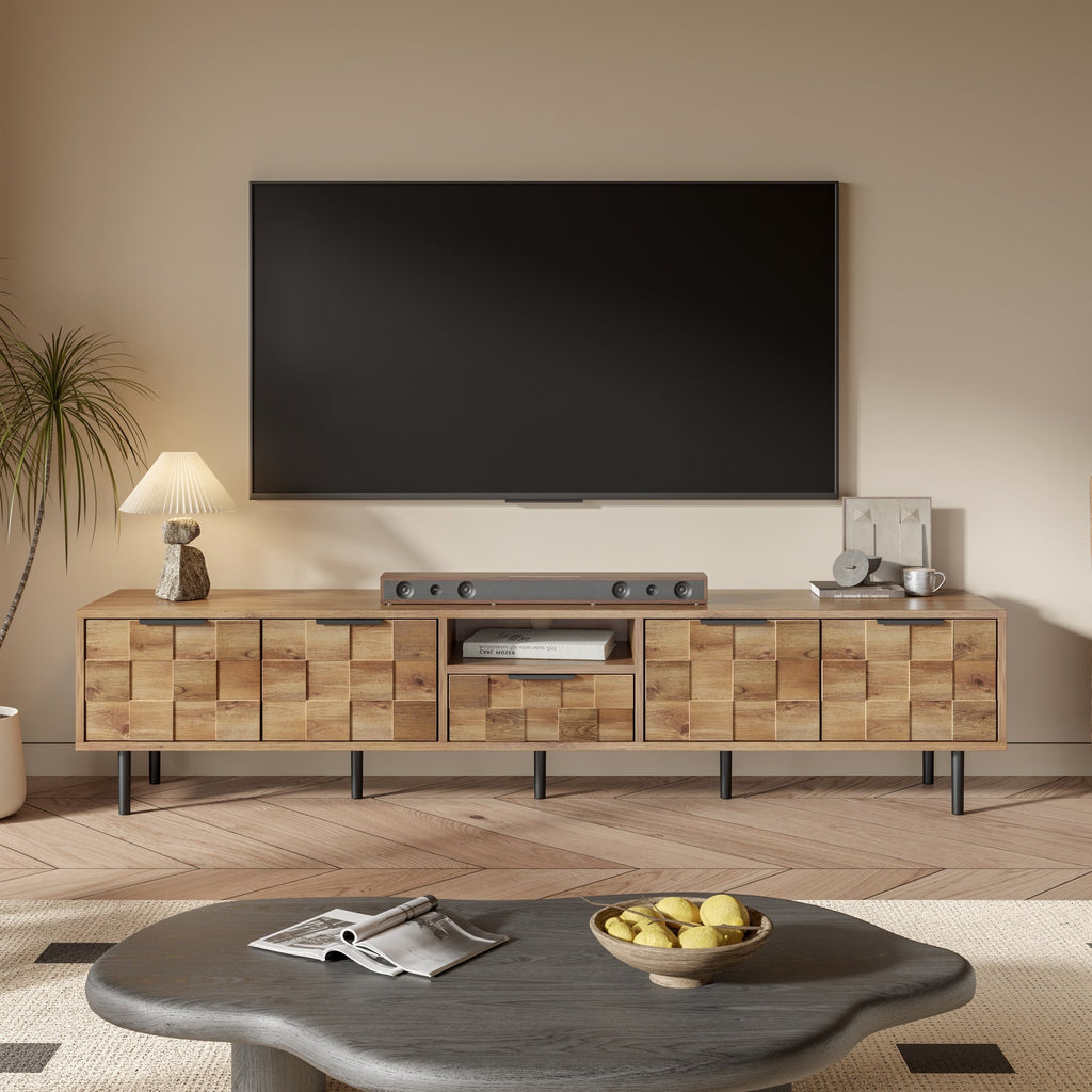 78' TV Stand for 85 75 65 Inch TV, TV Consoles for Living Room, Entertainment Center Wood TV Media with Storage