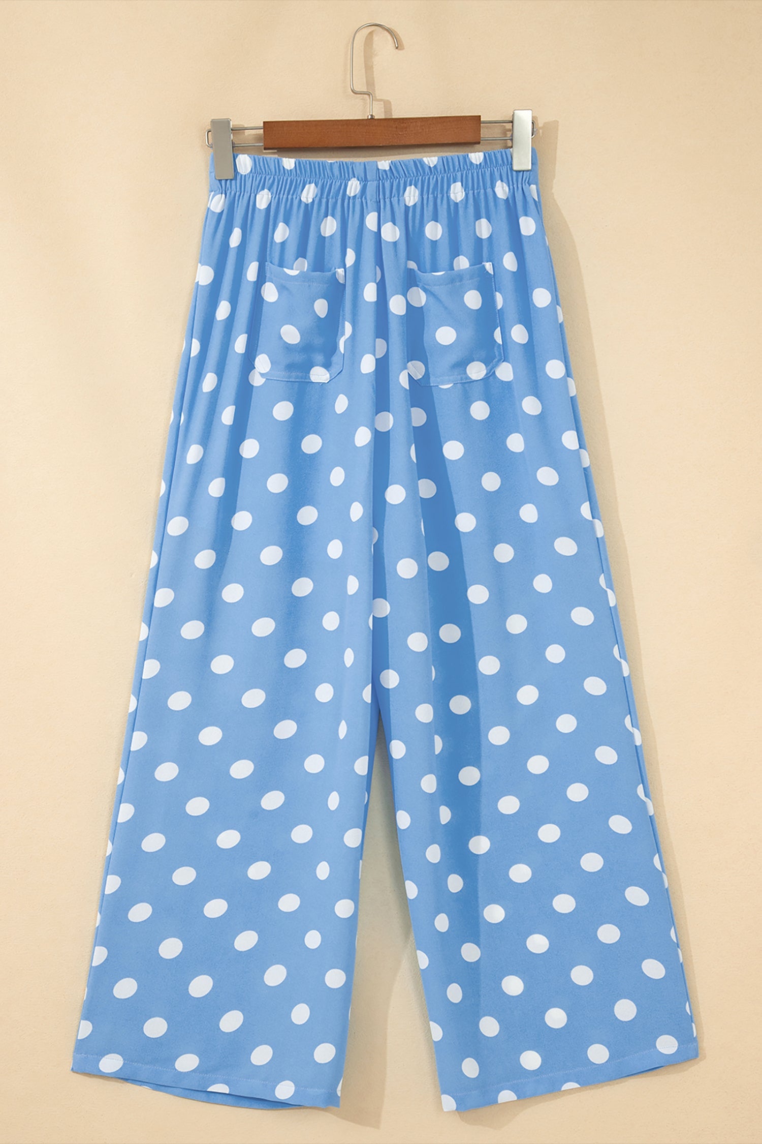 Polka Dot Patch Pocket Straight Leg Pants