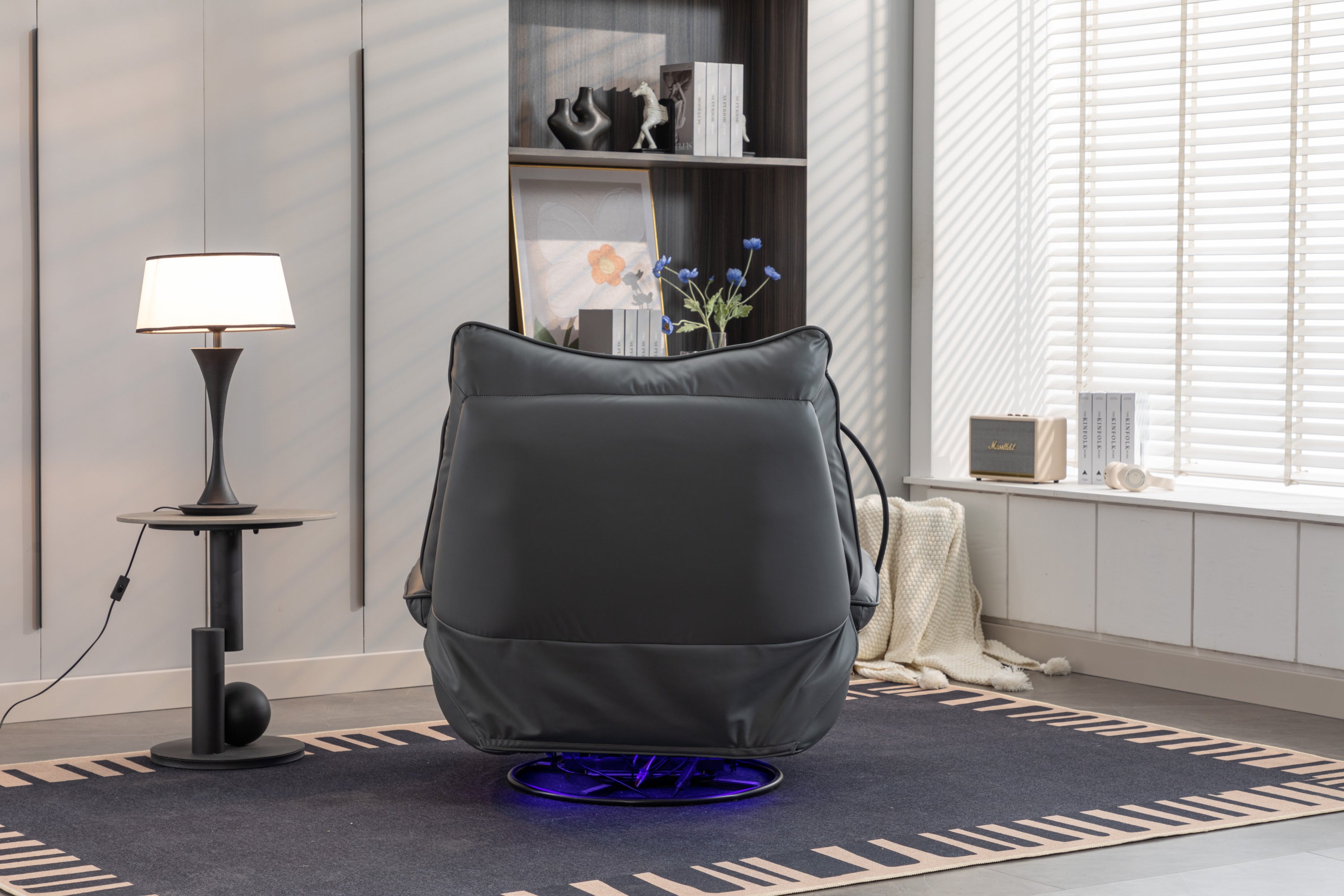 270 Swivel Glider Recliner Chair, Power Recliner Rocking Chair, USB Port Charge for Nursery Chair with Atmosphere Lamp for Living Room Bedroom Apartment