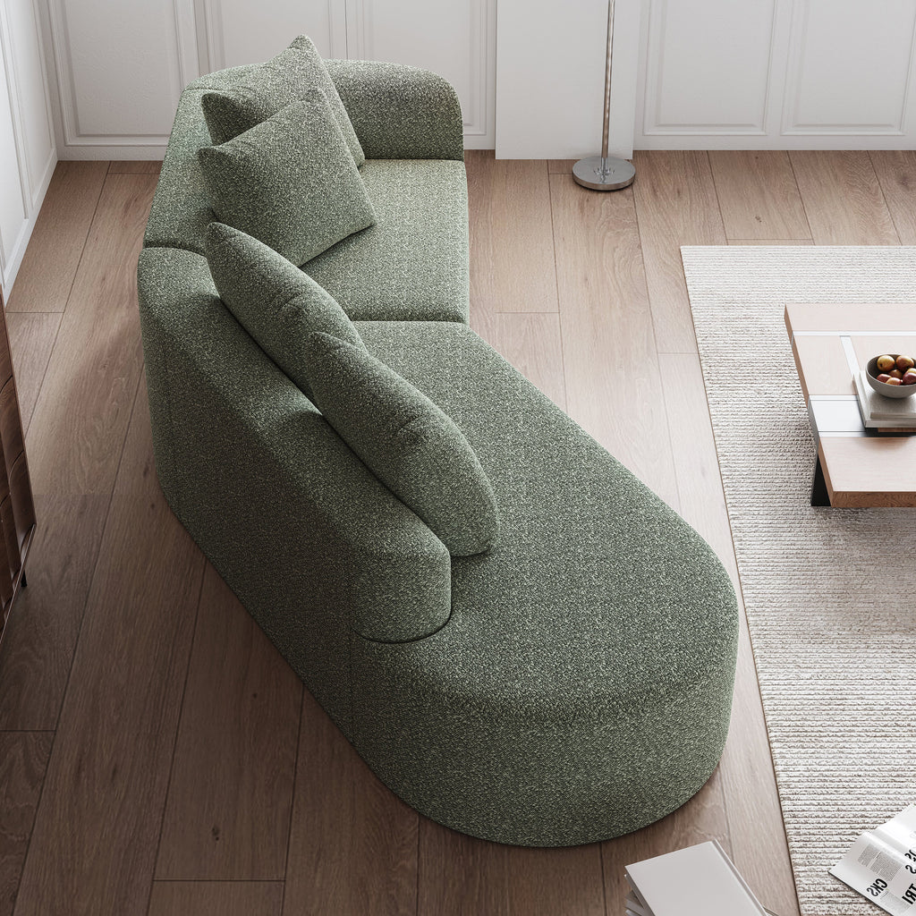 Modern Upholstered Oversized Sectional Sofa, 112-Inch Chenille 4-Seater Extra Deep & Wide Seat Curved Cloud Couch with 4 Throw Pillows, Free Combination Sofa Couch for Living Room,Bedroom