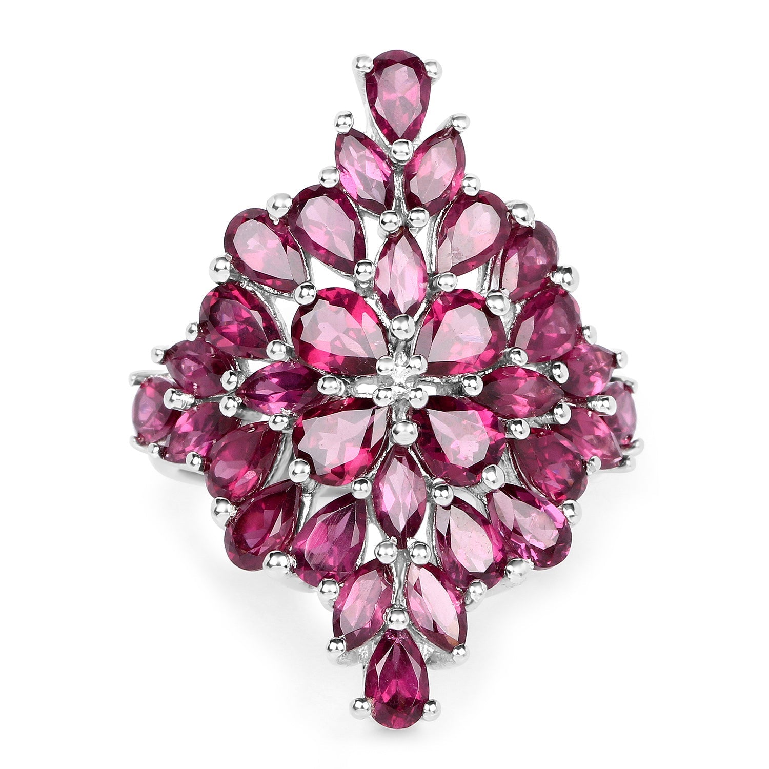 7.52 Carat Genuine Rhodolite .925 Sterling Silver Ring