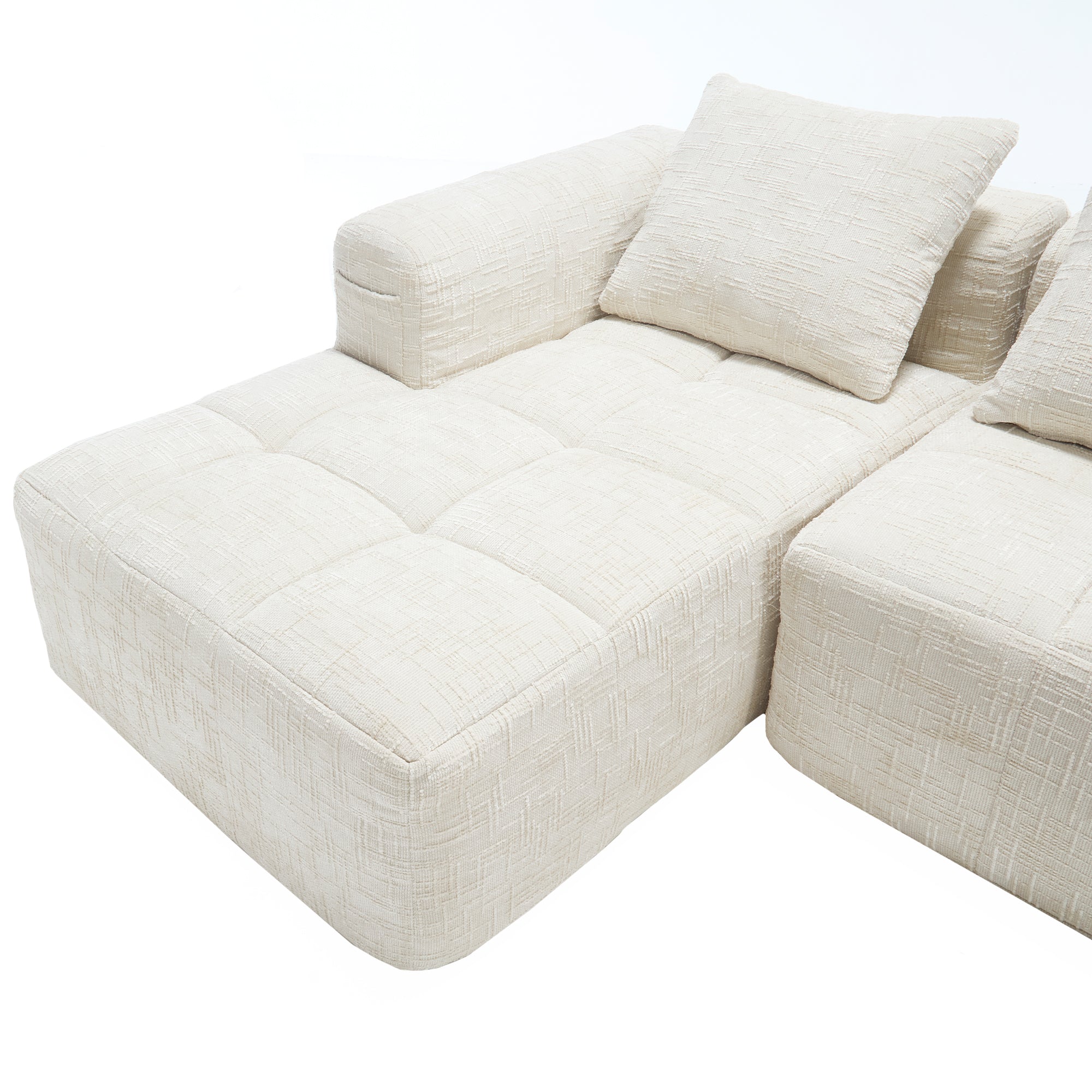UNITED WE WIN 98.42-inch modular sectional sofa, modern modular L-shaped sofa with chaise longue, equipped with small side pockets and free of compression during installation.