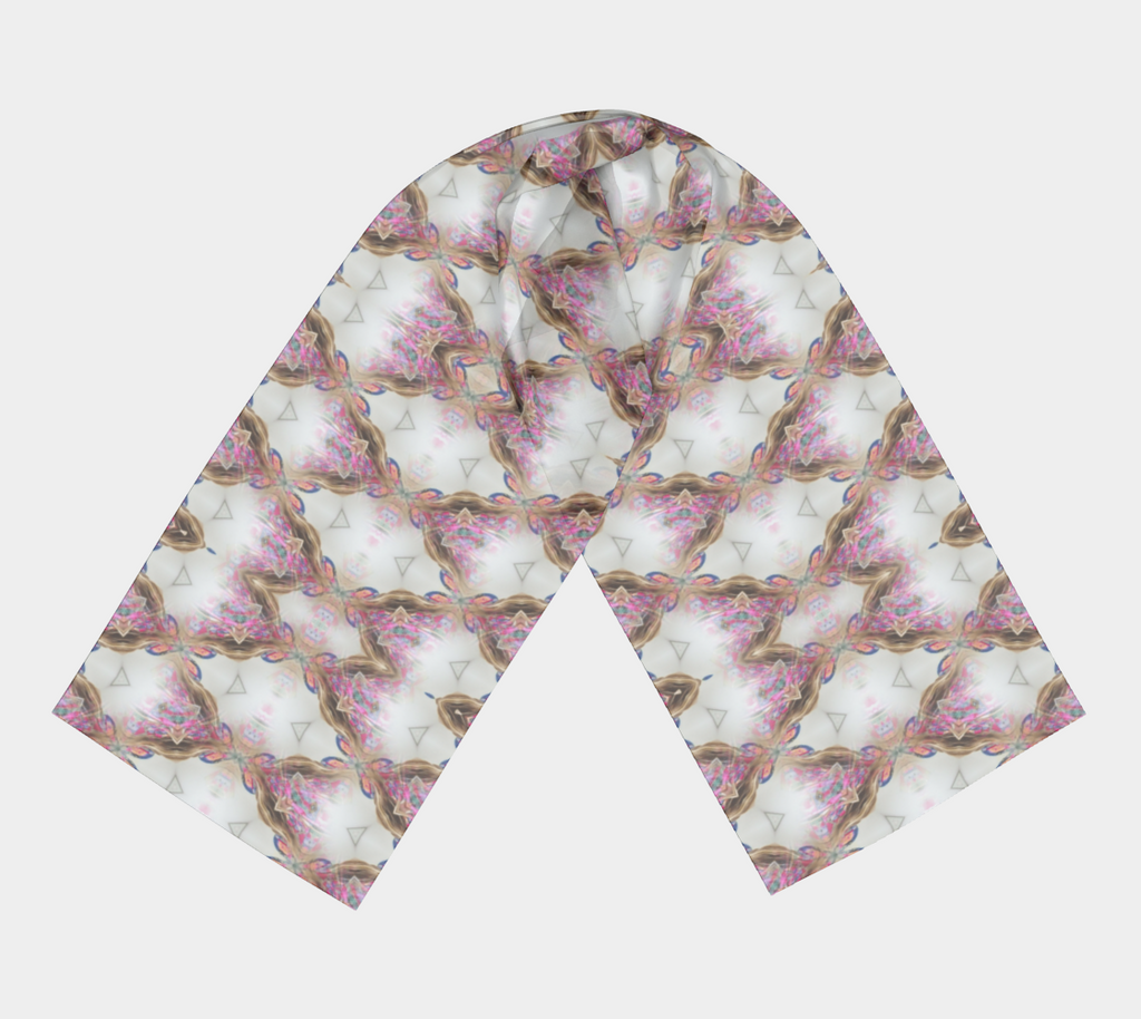Pink and Gold Pattern Long Silky Scarf