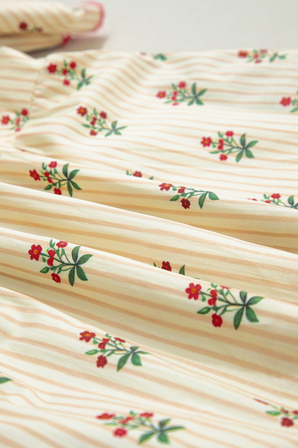 Floral Stripe Contrast Ruffle Hem Mini Dress