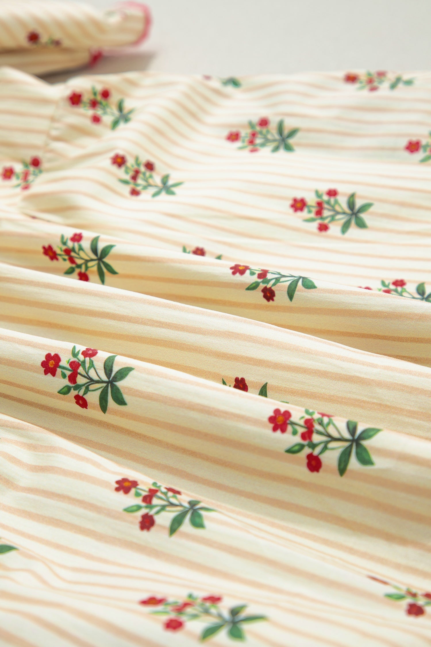 Floral Stripe Contrast Ruffle Hem Mini Dress