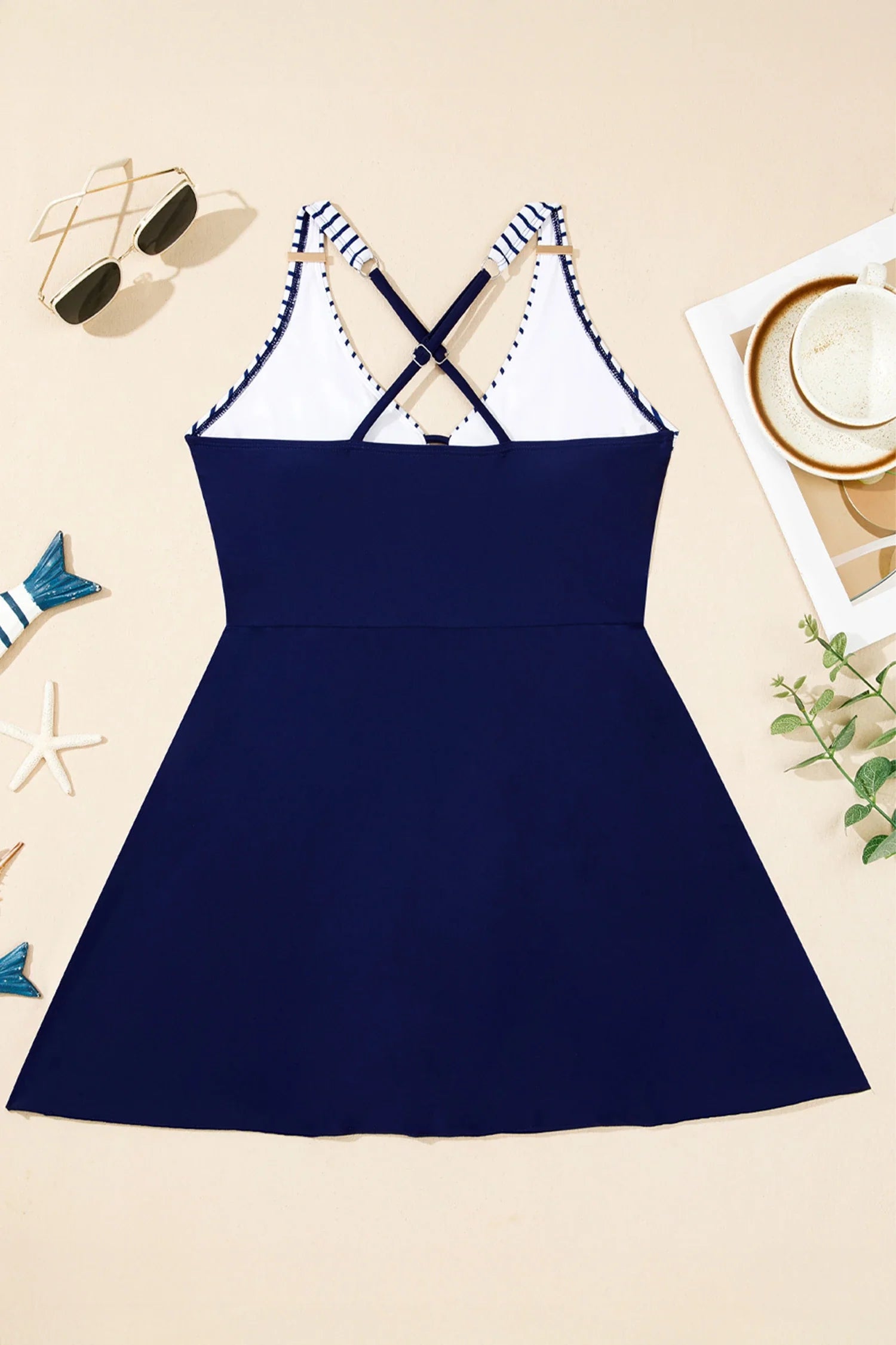 Crossed Straps One Piece Swim Dress