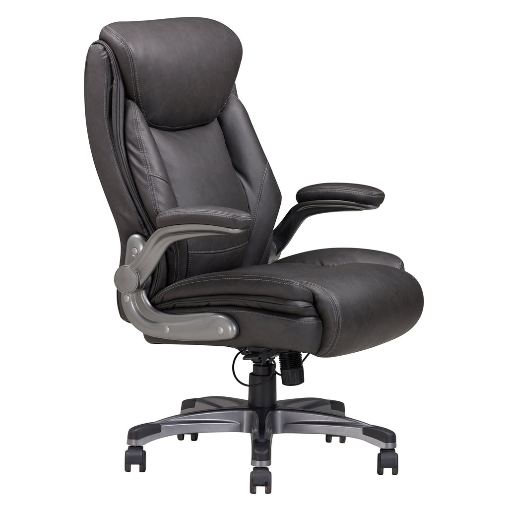 Modern Ergonomic Office Executive Chair, Adjustable Bonded Leather Armchair for Home Office Study, Grey