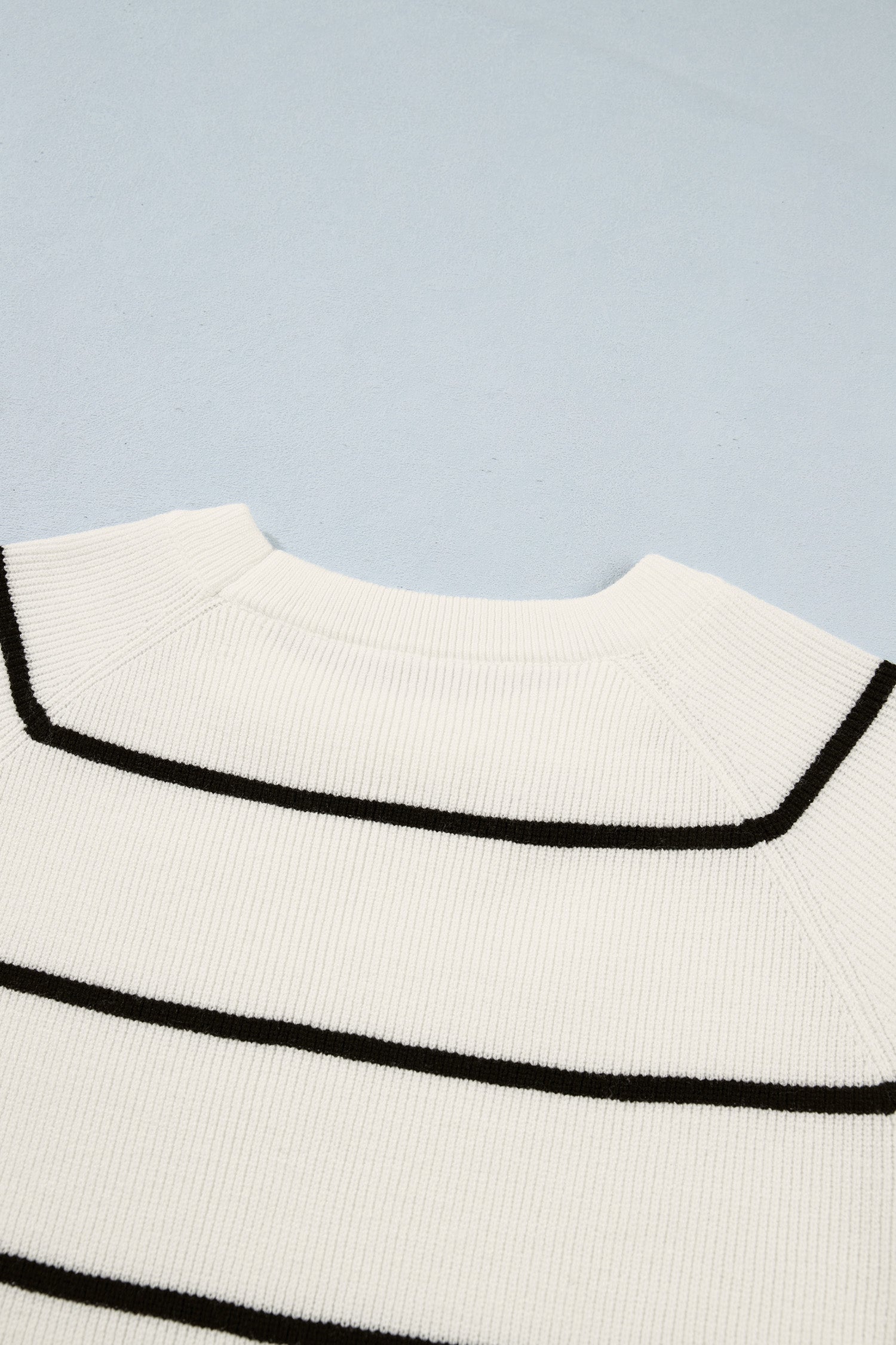 Stripe Ribbed Knit 3/4 Sleeve Sweater Tee