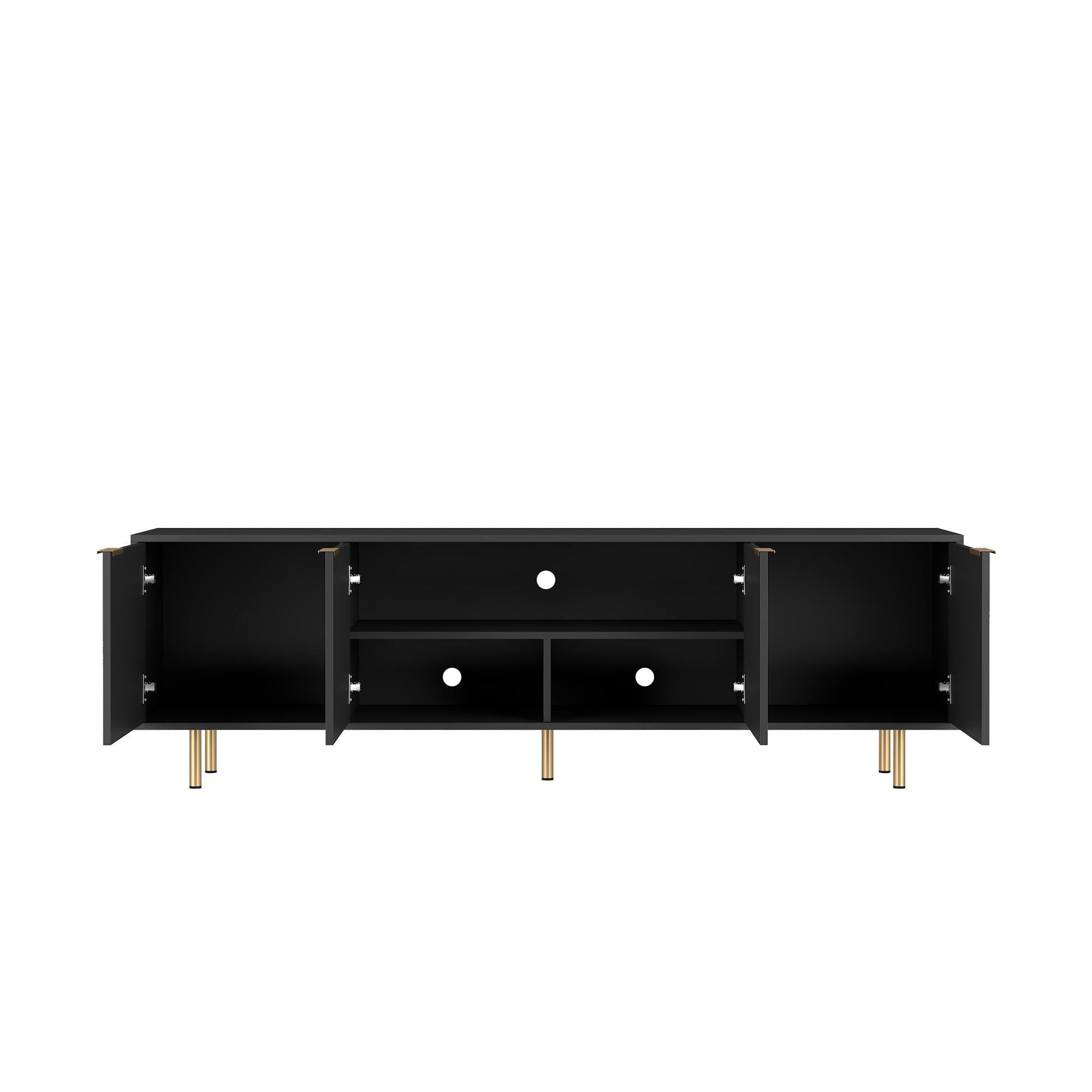 Black  Modern TV Stand Fluted 68' , Entertainment Center with Storage Doors, TV Console Media Cabinet,  for 55+ Inch TV, Living Room