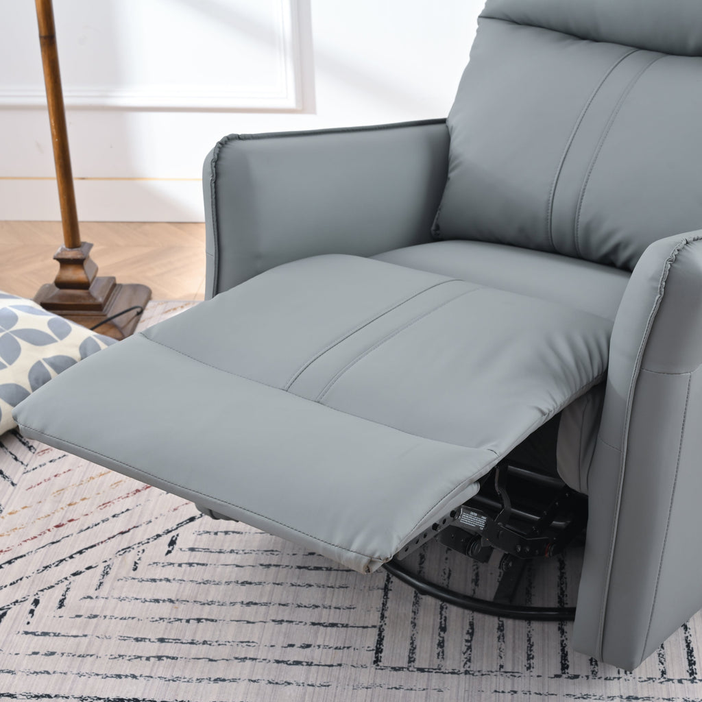 Rocker Recliner Chair,360° Swivel Nursery Rocking Chair,Glider Chair,Modern Small Rocking Swivel Recliner Chair for Bedroom,Living Room Chair Home Theater Seat,Side Pocket(Blue-gray+360° Swivel)