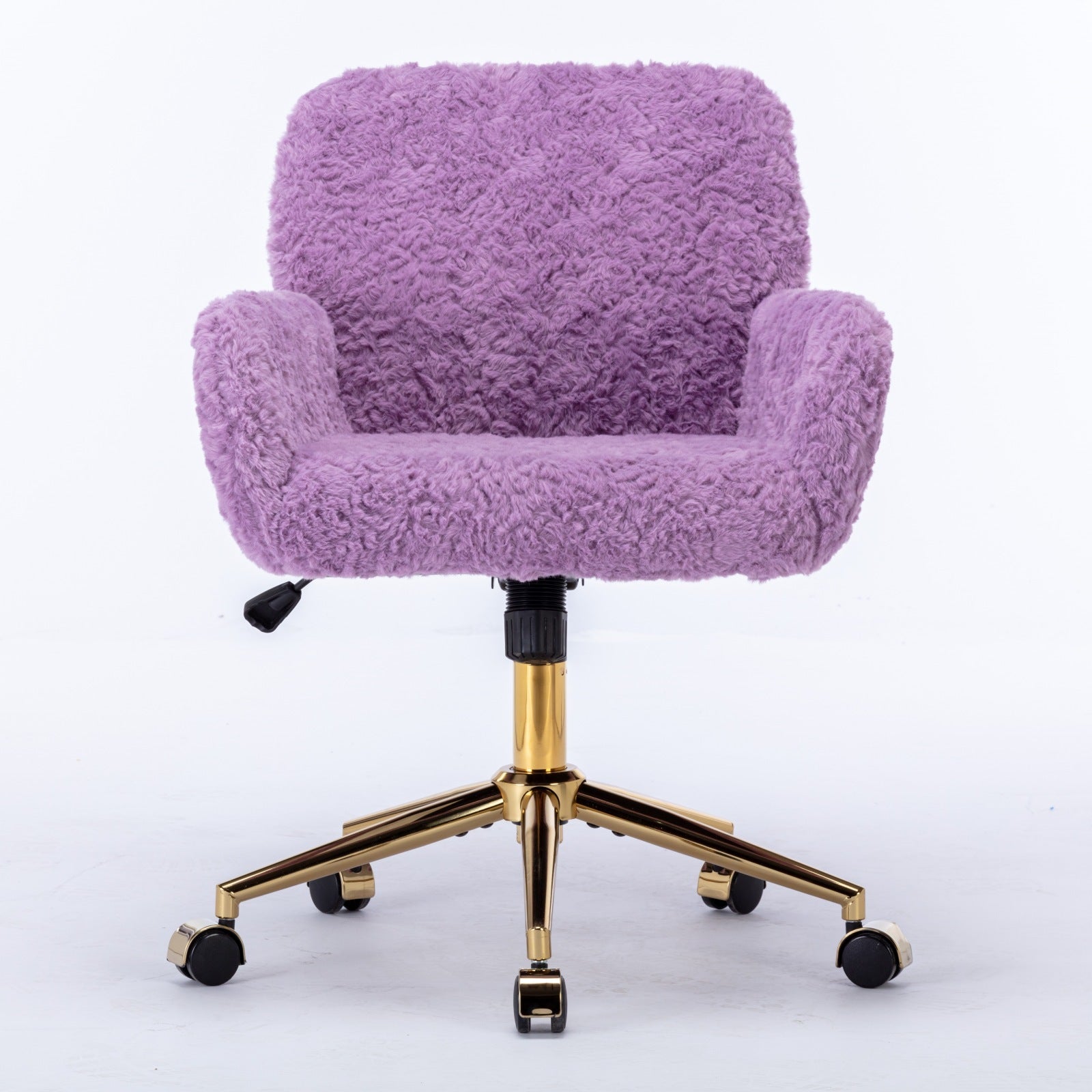 A&A Furniture Home Office Chair Violet Velvet with Golden Metal Base Adjustable Swivel