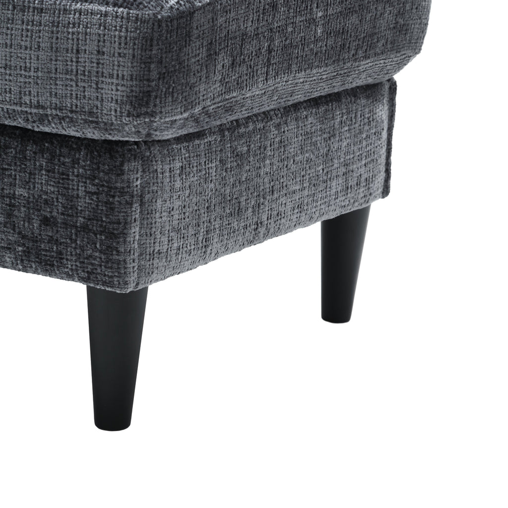 UNITED  WE WIN Sofa for three, solid wood frame, Chenille fabric, side pocket, with two cup holders, footstool with storagestorage sofa /Living room sofa cozy sectional  sofa