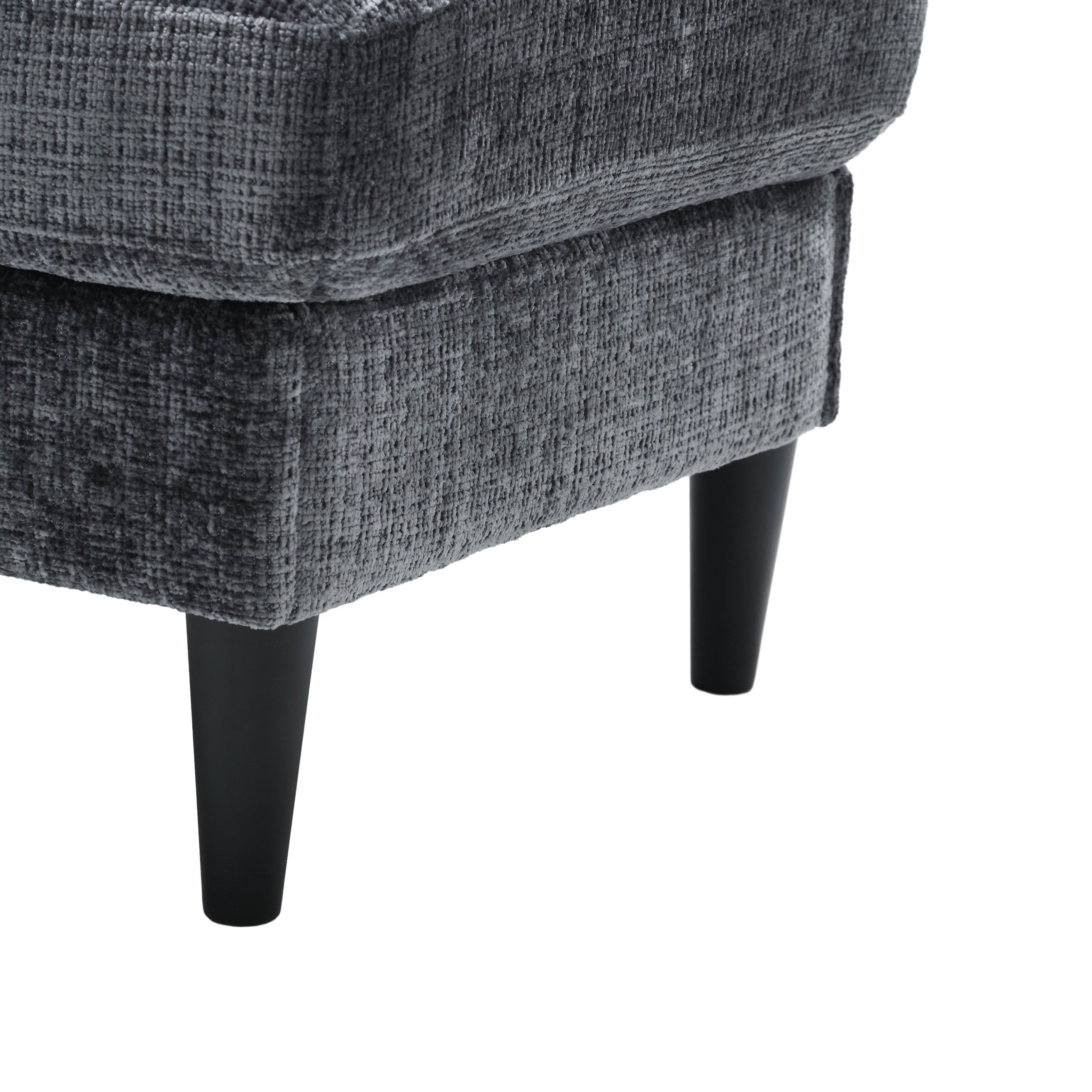 UNITED  WE WIN Sofa for three, solid wood frame, Chenille fabric, side pocket, with two cup holders, footstool with storagestorage sofa /Living room sofa cozy sectional  sofa