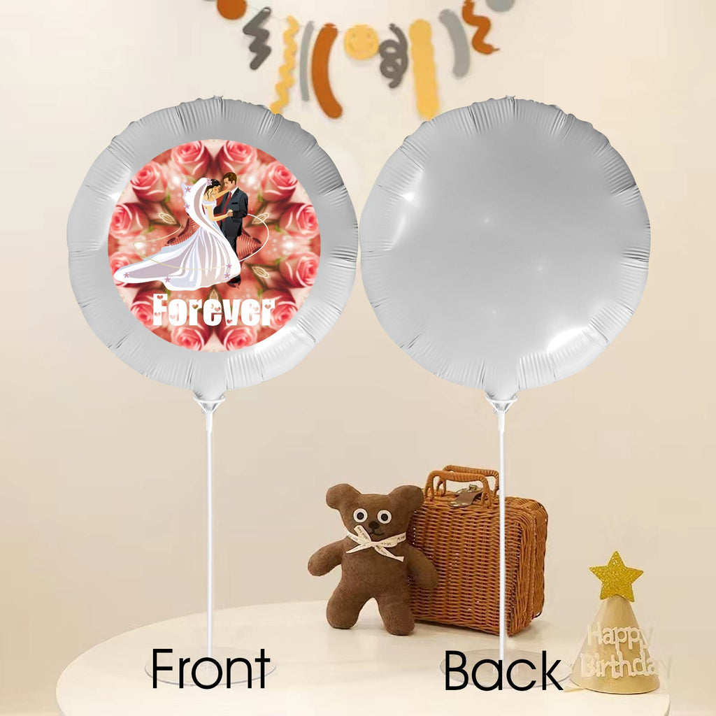 Bride and Groom with Roses 18-inch Custom Aluminum Foil Balloons - Pack of 3 (Made in USA)