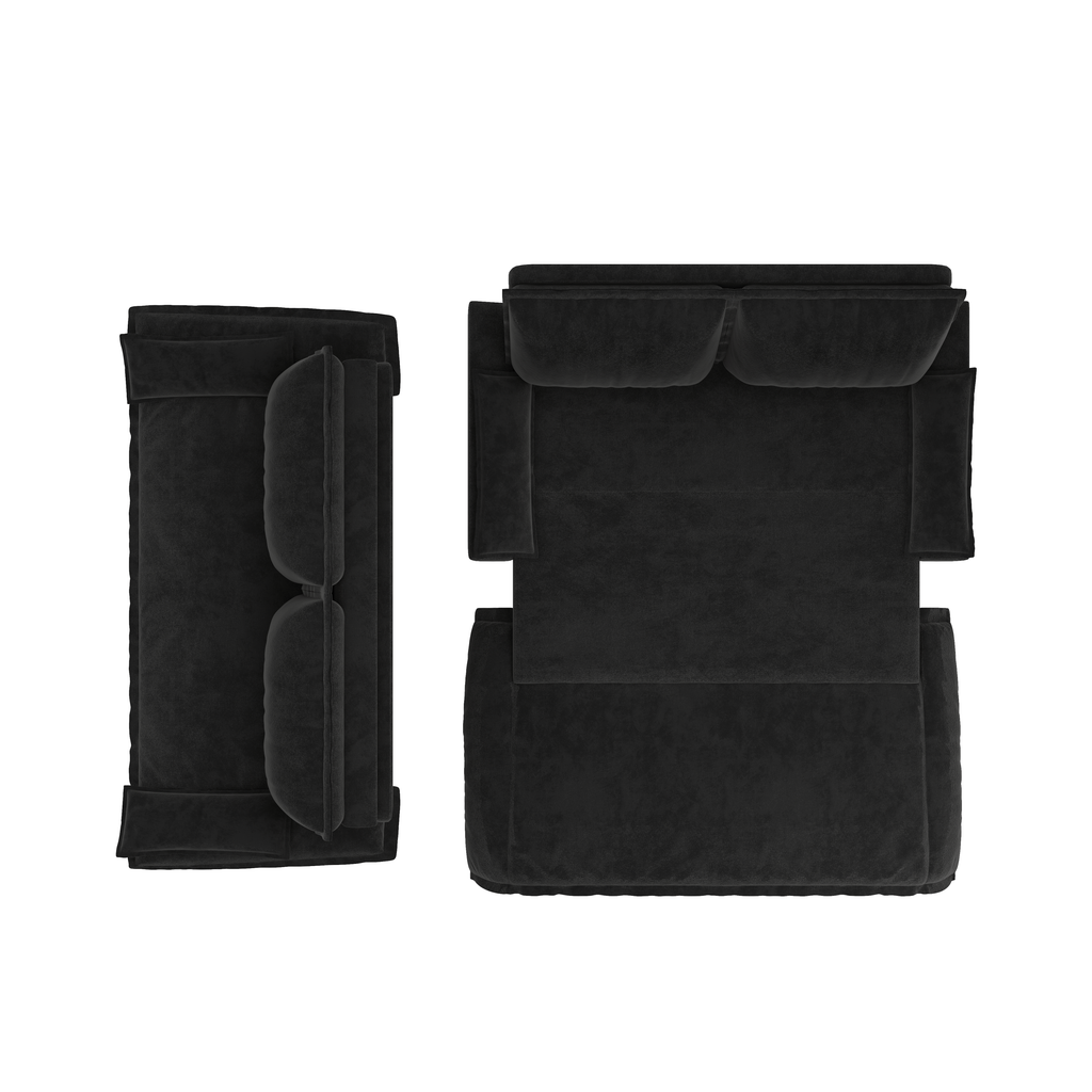 73.2' Queen Pull Out Sofa Bed,3-in-1 Convertible Sleeper Sofa,Multi-Functional Velvet Loveseat Bed,Black(Old Sku:W1885S00050)