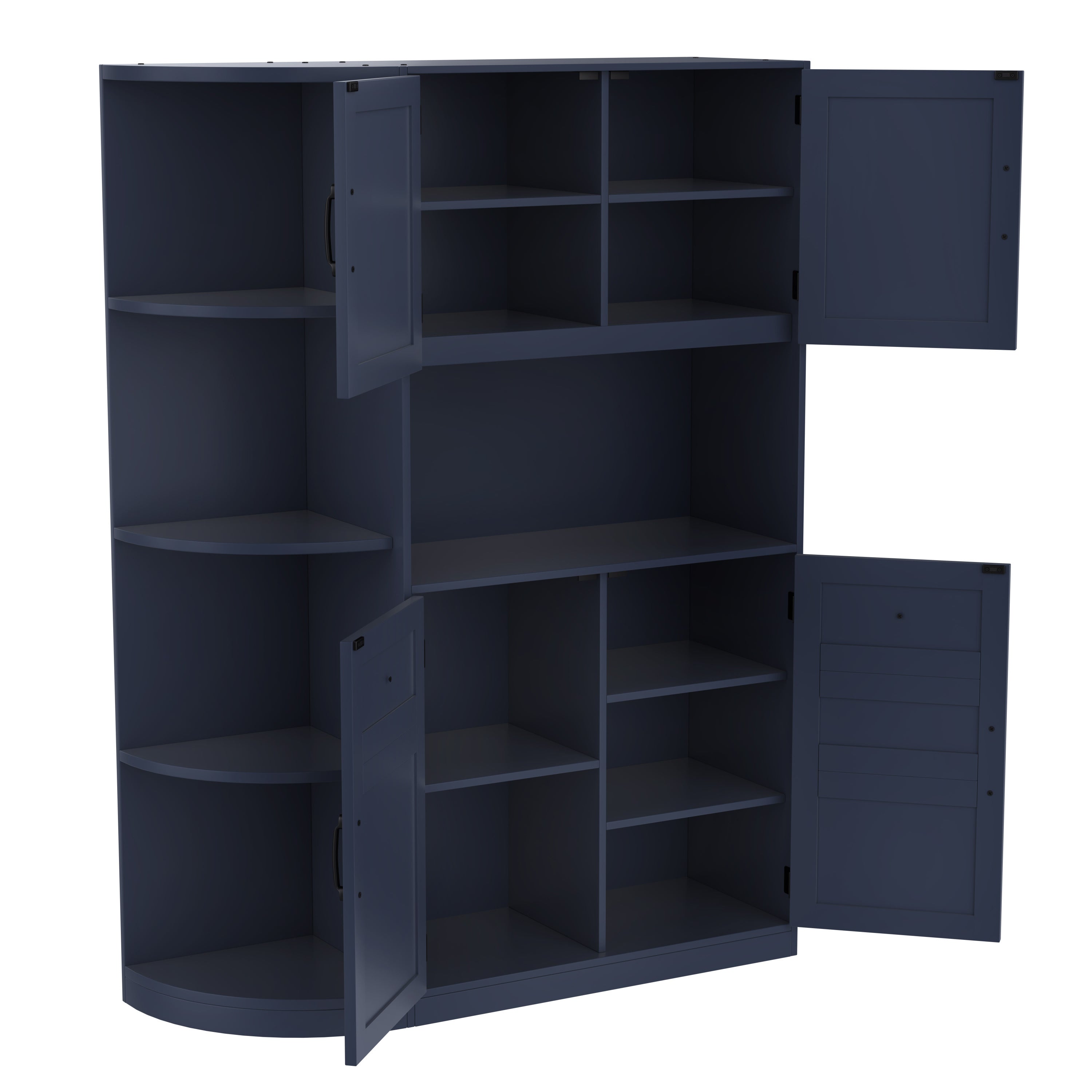 Multifunctional left-right combination hall cabinet (can be used separately) with storage and 4 hooks, storage cabinet/ hall tree 2 in 1 for living room, kitchen and hallway, antique blue
