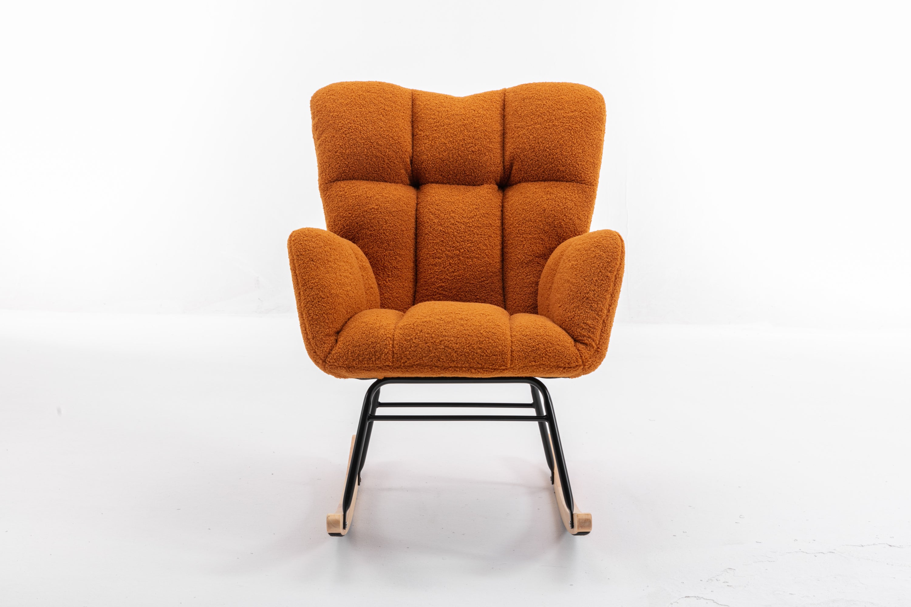 050-Teddy Fabric Rocking Gilder Nursery Chair For Living Room Indoor,Caramel